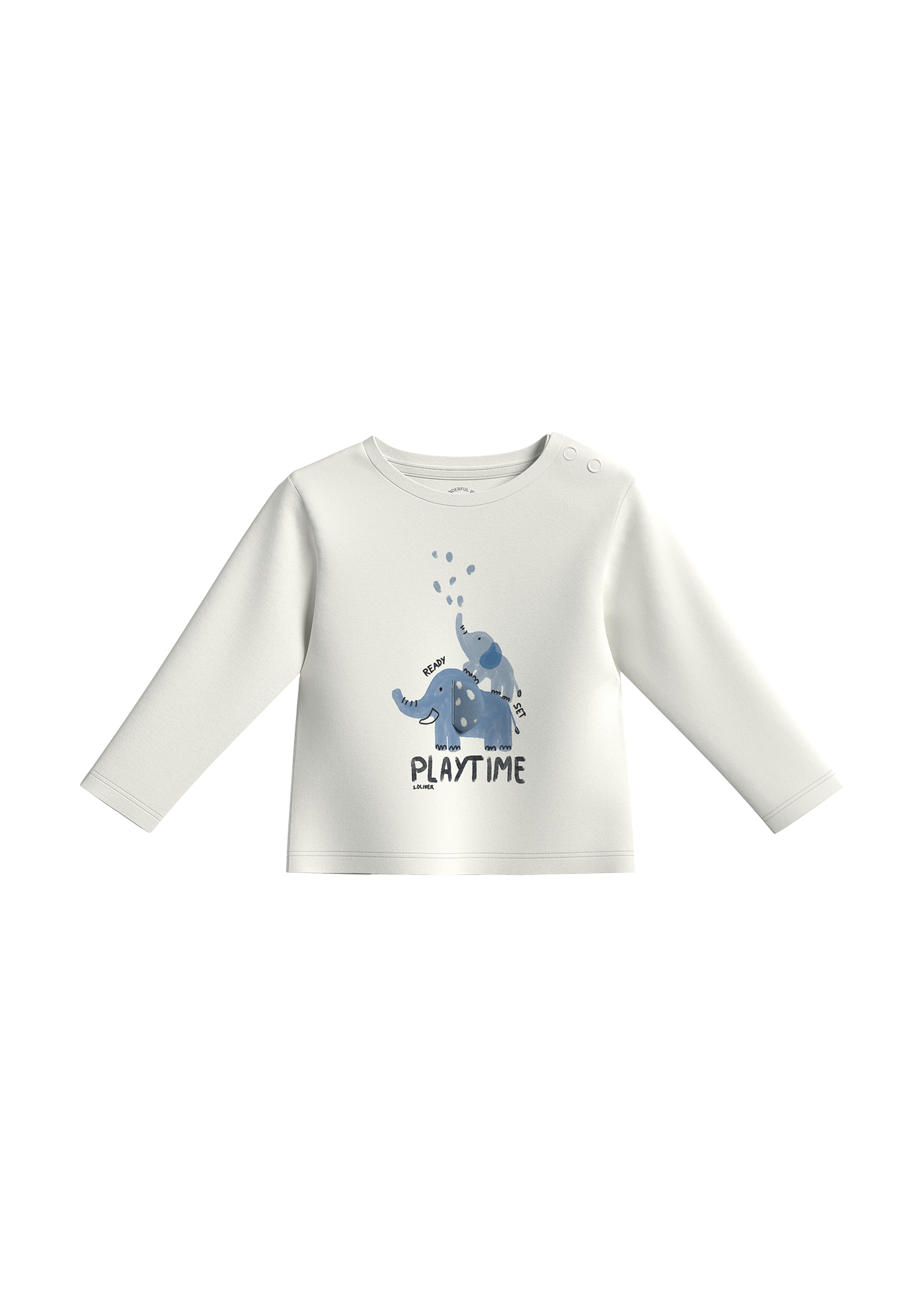 s.Oliver - Longsleeve mit Grafik-Print und Applikation, Babys, creme|weiß