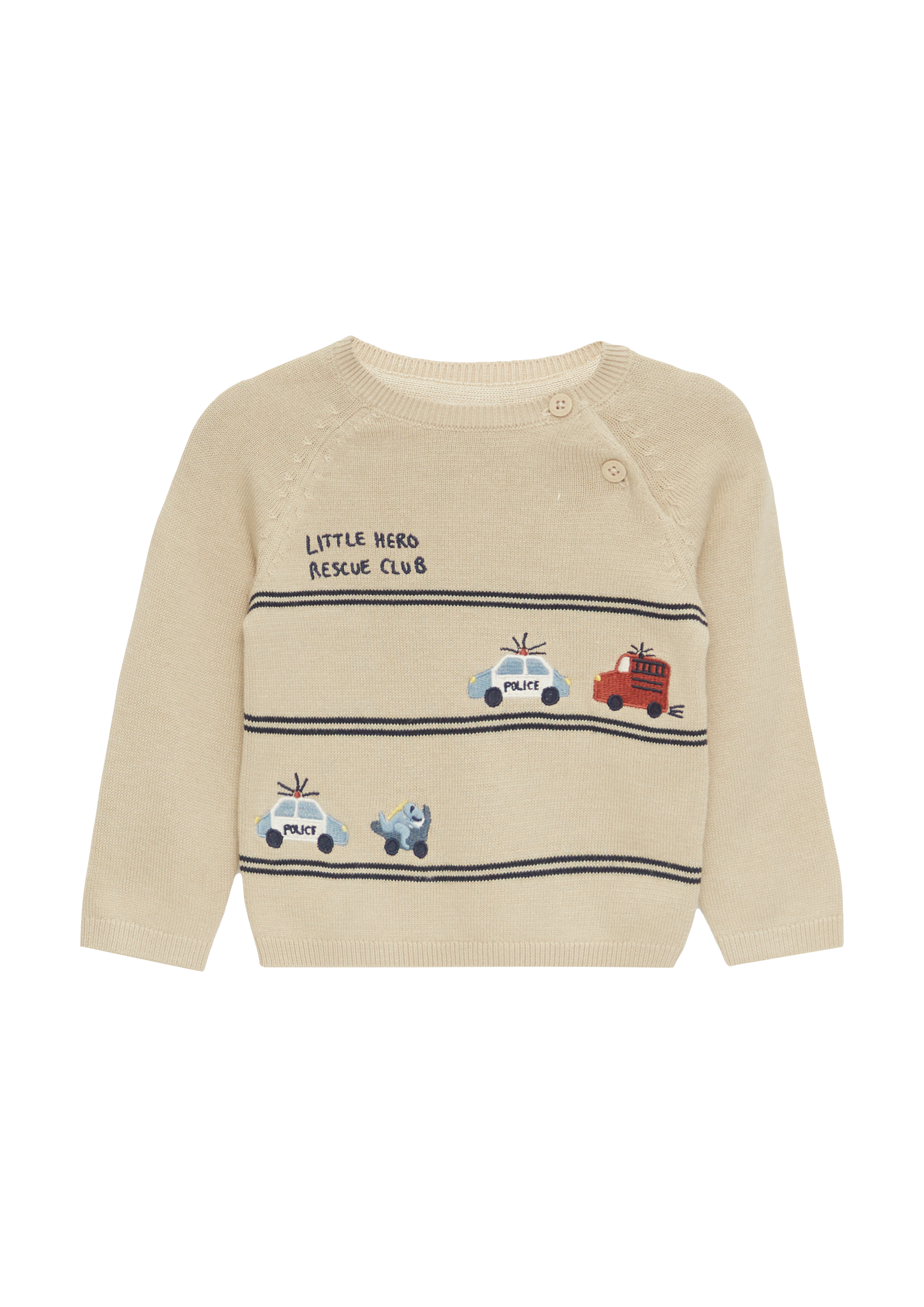 s.Oliver - Strickpullover mit Auto-Motiven, Babys, Beige