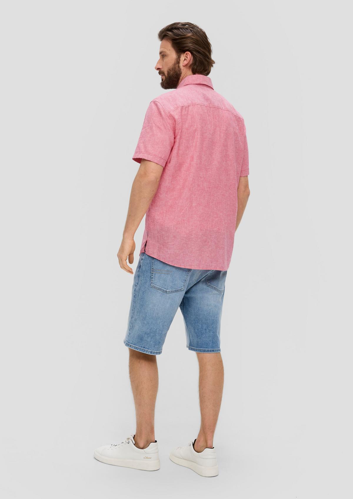 s.Oliver Regular: overhemd met korte mouwen van linnen en katoen