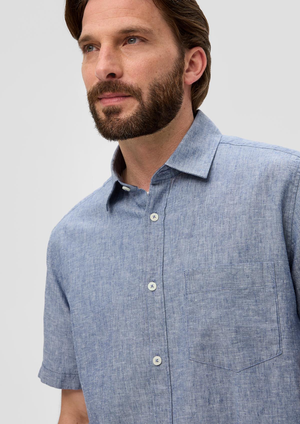 s.Oliver Regular: overhemd met korte mouwen van linnen en katoen