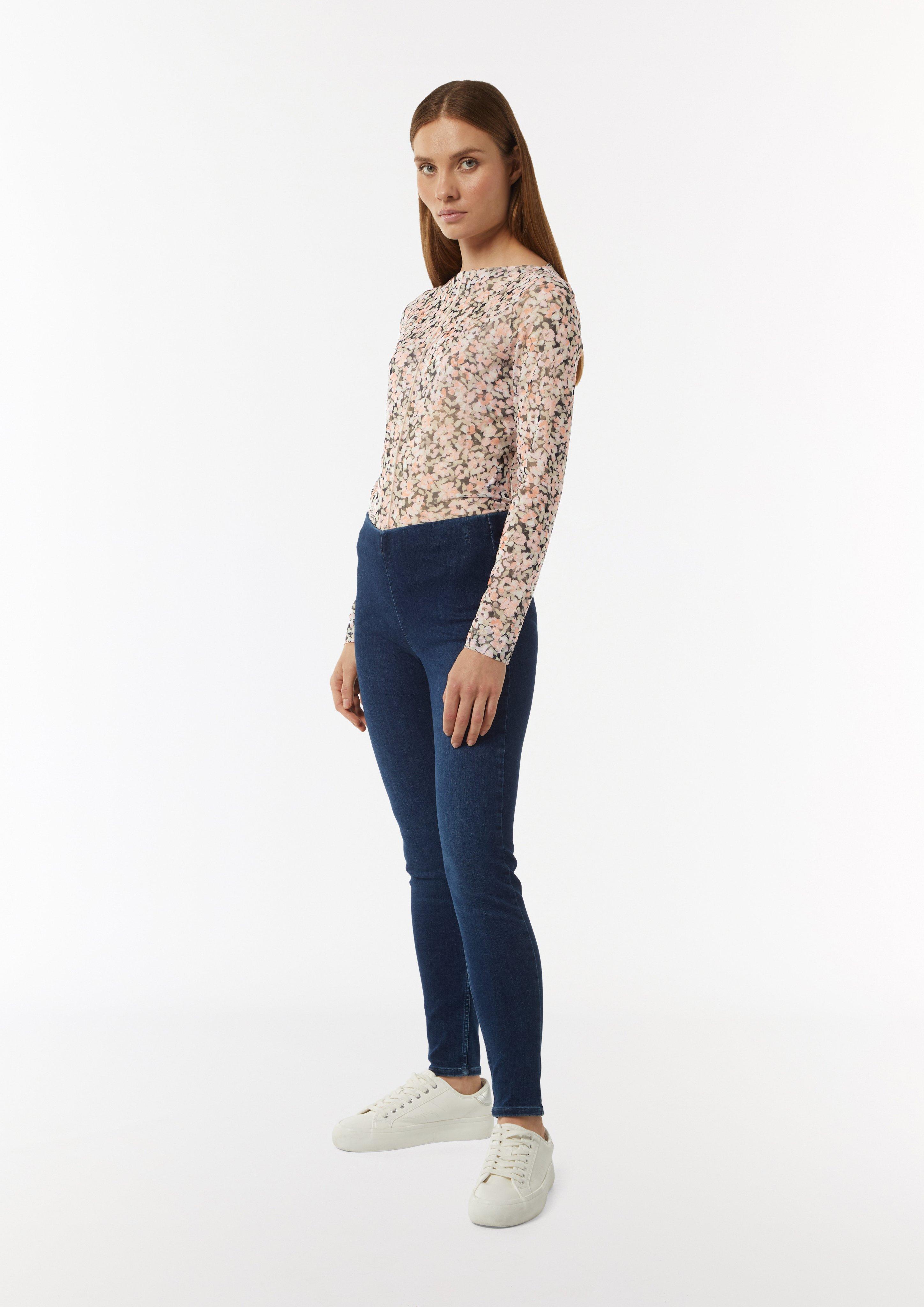 Long sleeve mesh top with a floral pattern - peach | Comma Long sleeve mesh top with a floral pattern - peach | Comma