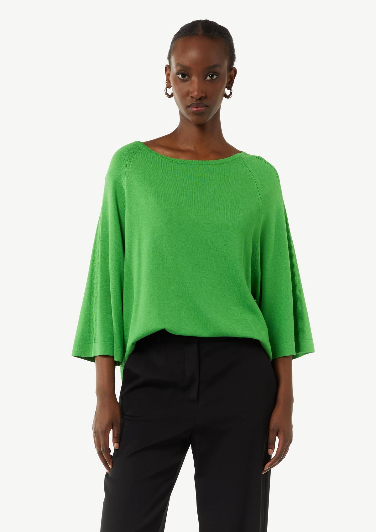 Fine knit jumper with short sleeves green Comma