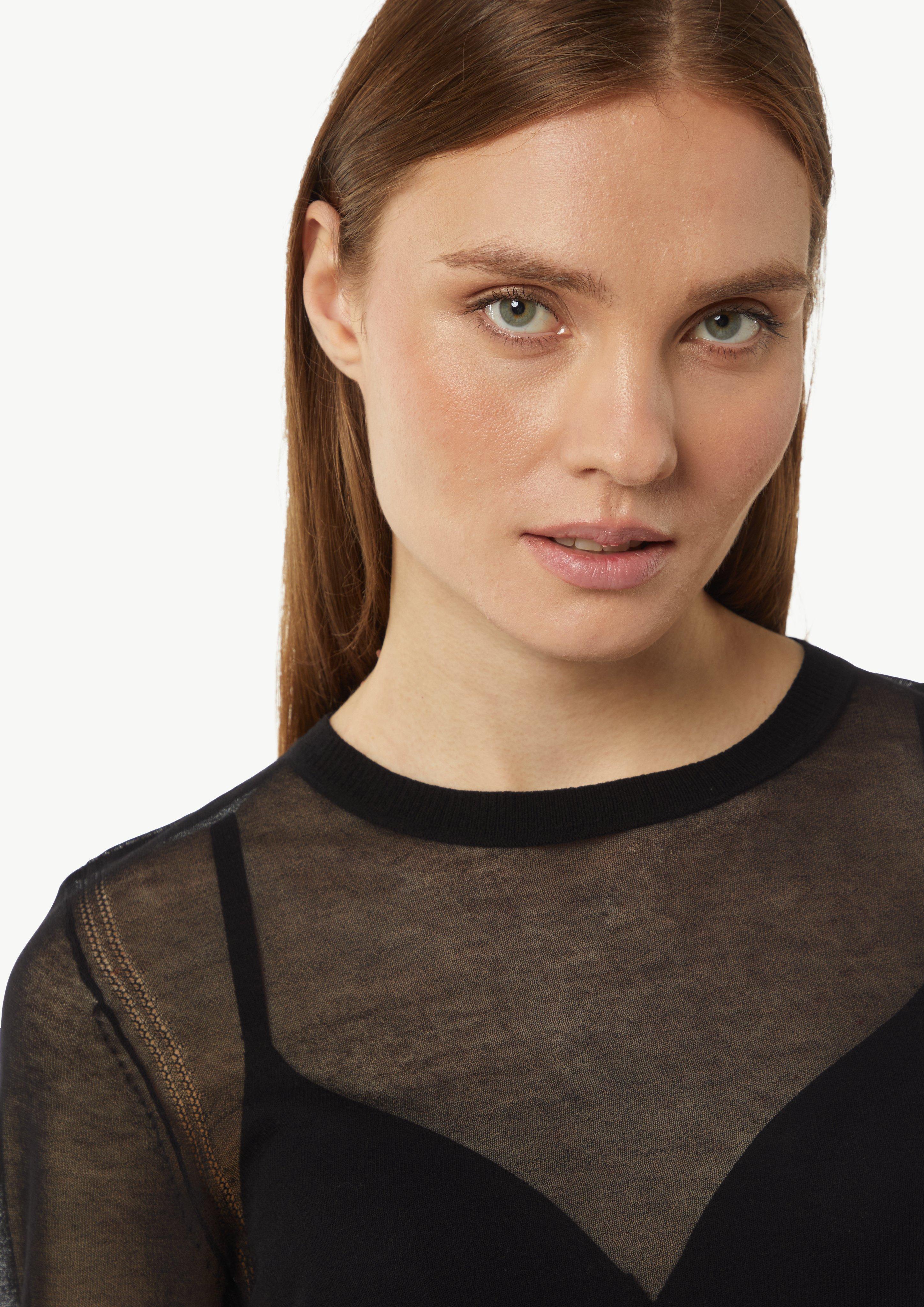 Knitted jumper with a sheer finish - Black | SCAYLE