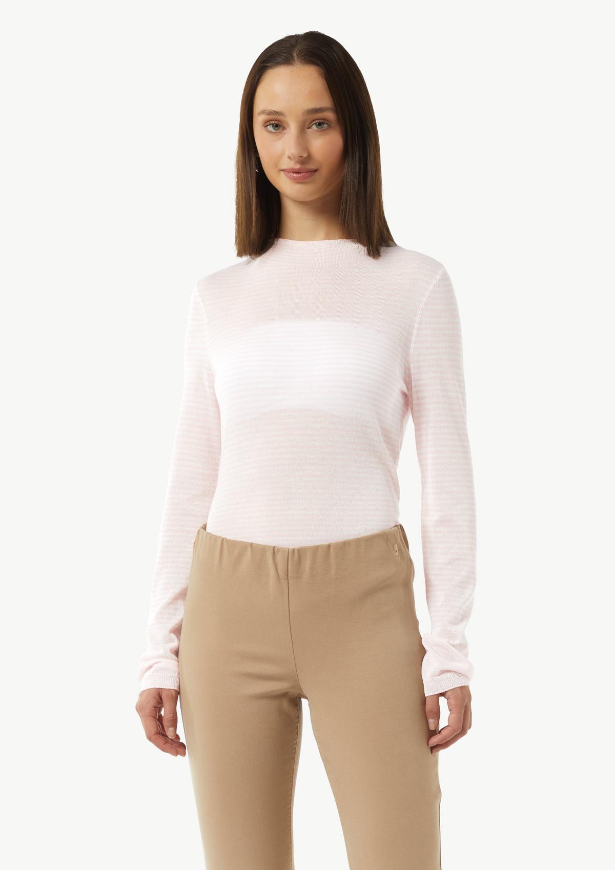 Leichter Strickpullover mit angedeutetem Stehkragen - pfirsich | Comma