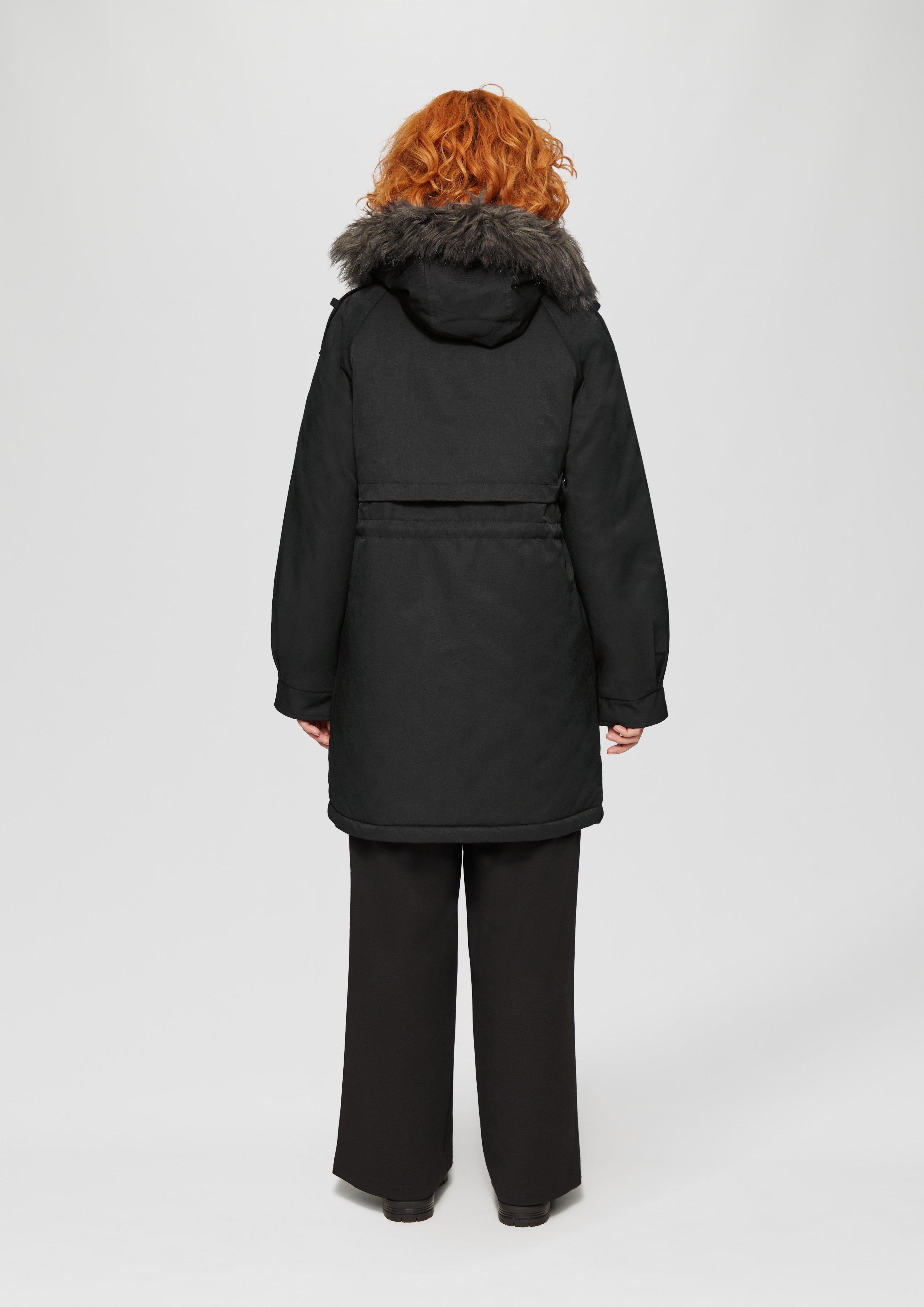 Lined parka with detachable faux fur - black | s.Oliver Lined parka with detachable faux fur - black | s.Oliver