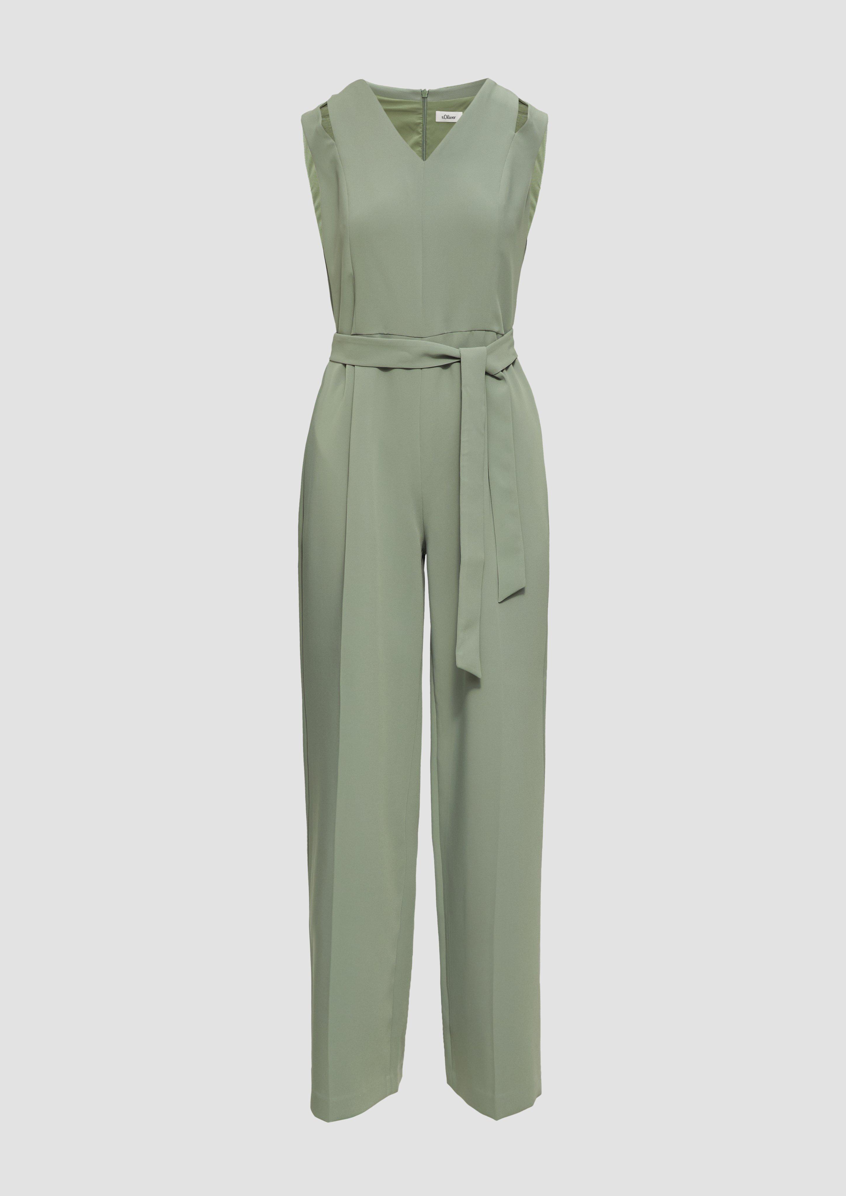 s.Oliver - Twill-Jumpsuit mit Cut-Outs, Damen, Grün