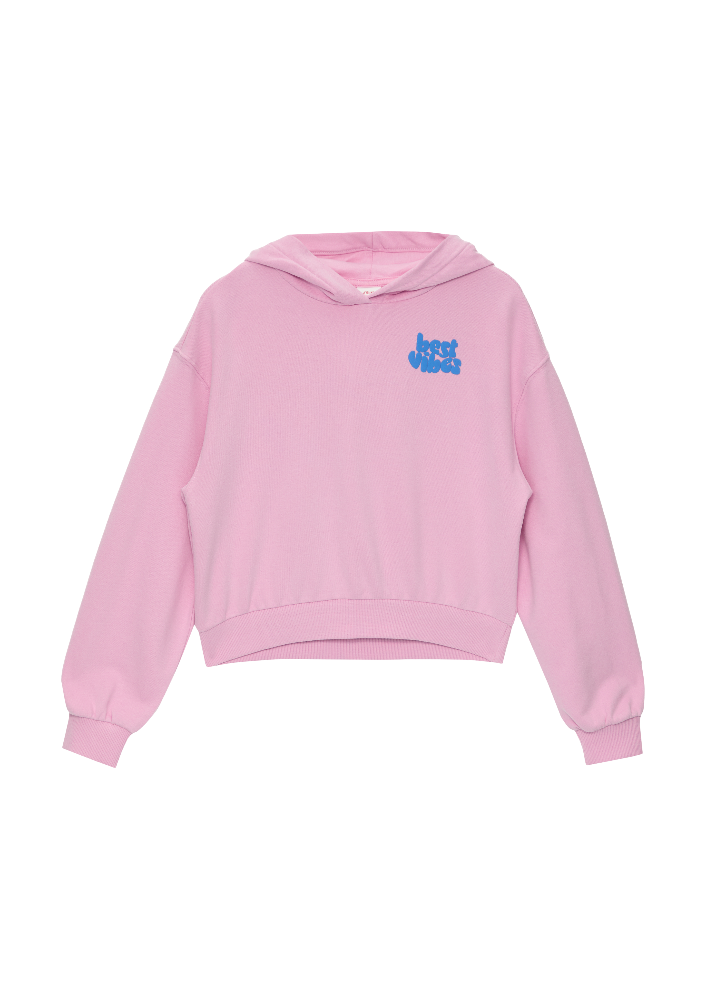 s.Oliver - Cropped-Sweatshirt mit gummiertem Rückenprint im Oversized-Schnitt, Mädchen, Rosa