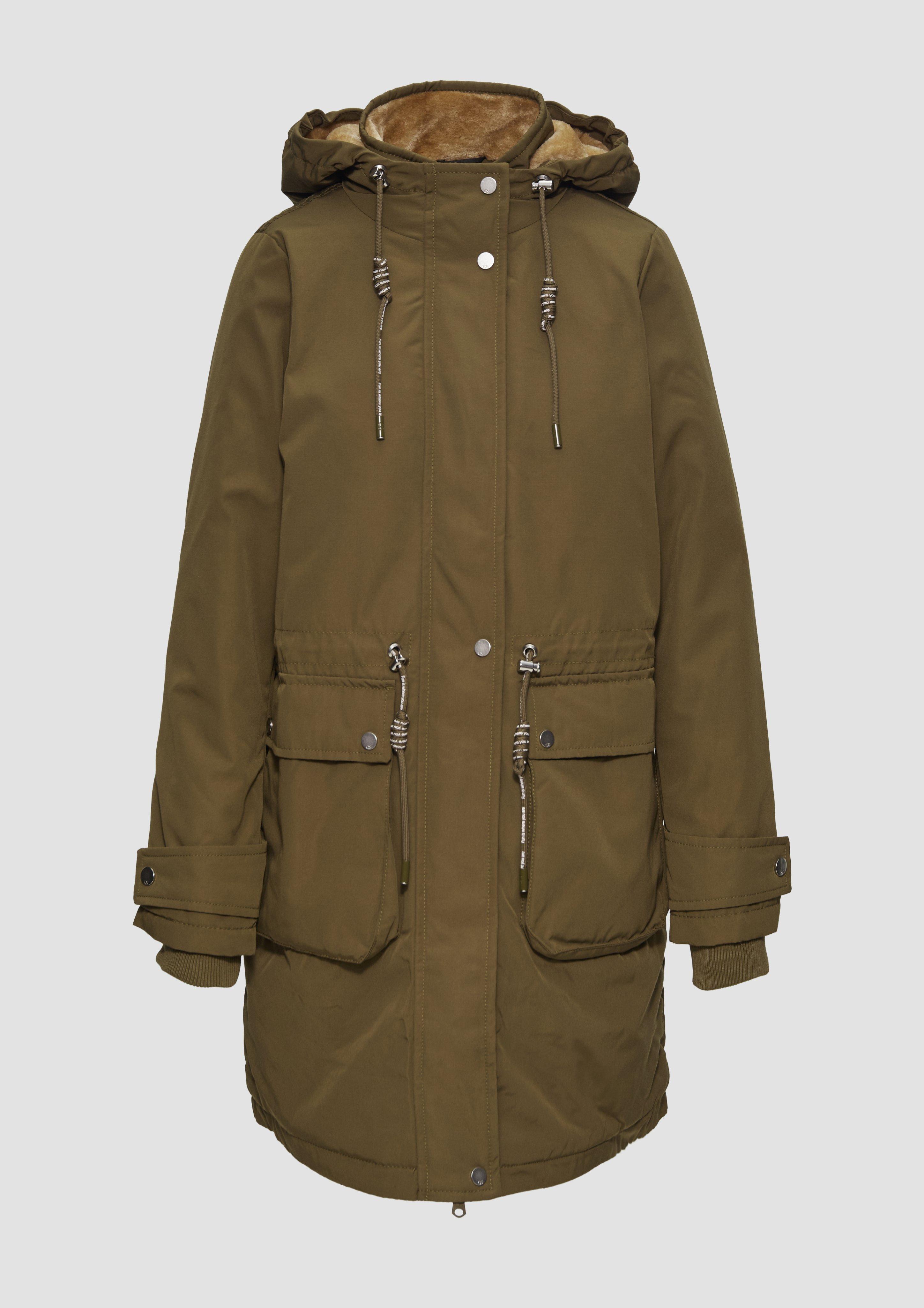 QS - Gefütterter Parka mit Kapuze, Damen, Grün