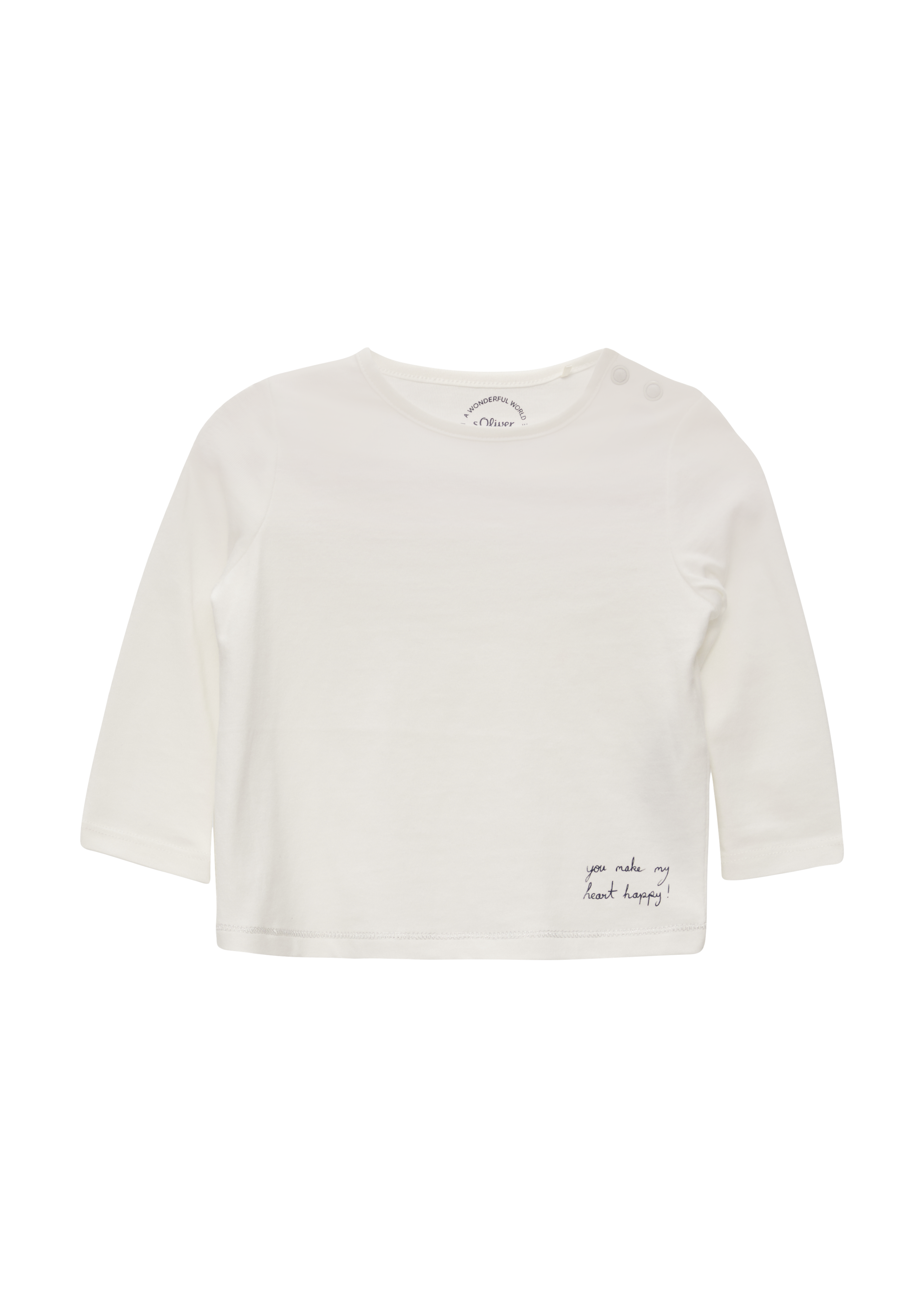 s.Oliver - Longsleeve mit Glitzer und Print-Detail, Babys, creme|weiß