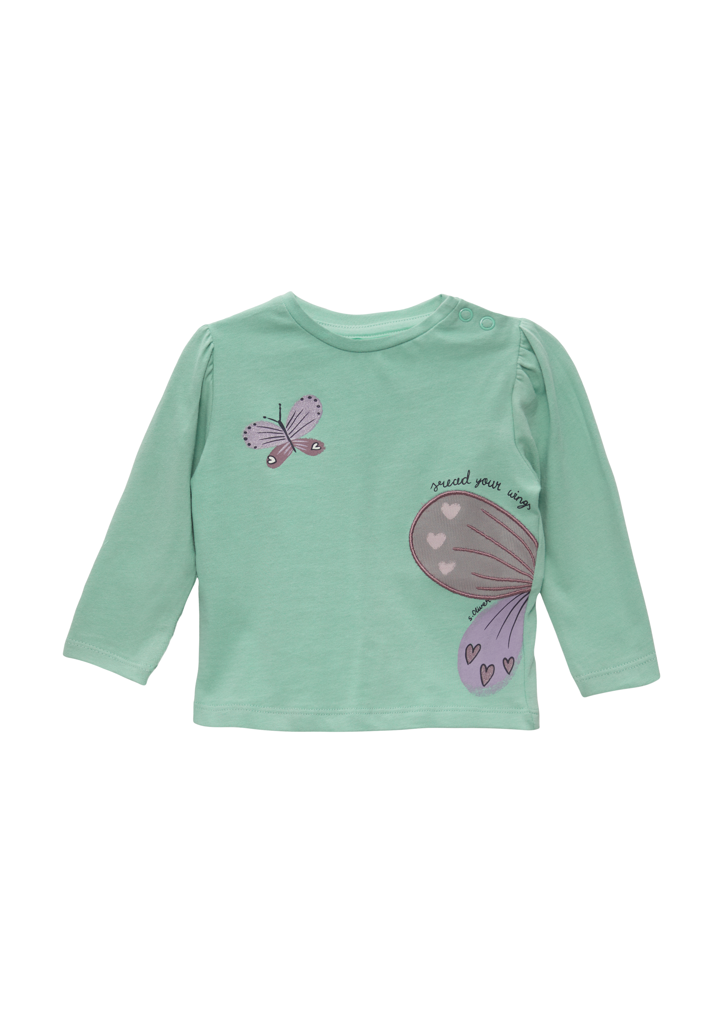 s.Oliver - Longsleeve mit Applikation und Glitzer, Babys, türkis