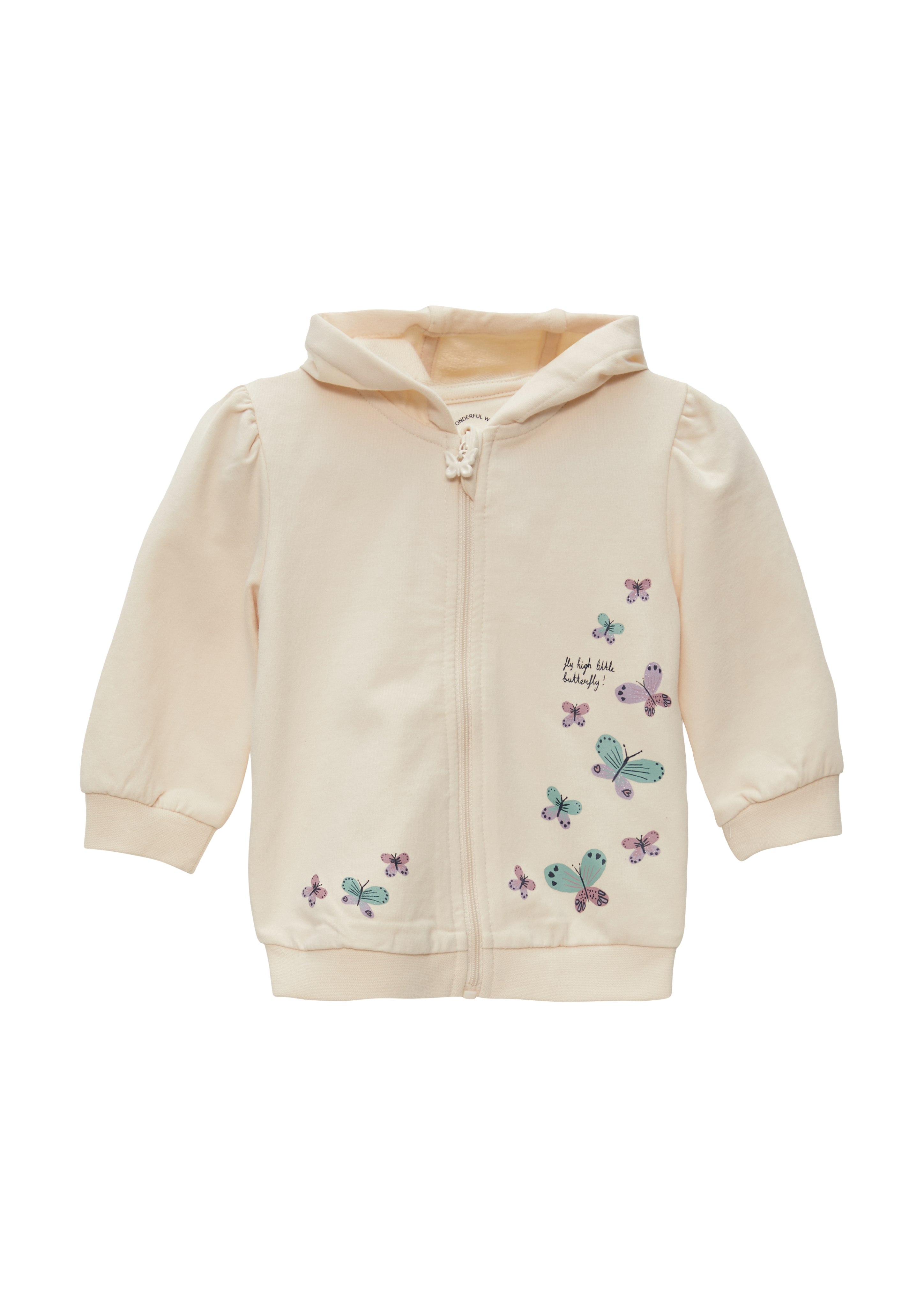 s.Oliver - Kapuzenjacke mit Glitzerprint, Babys, Beige