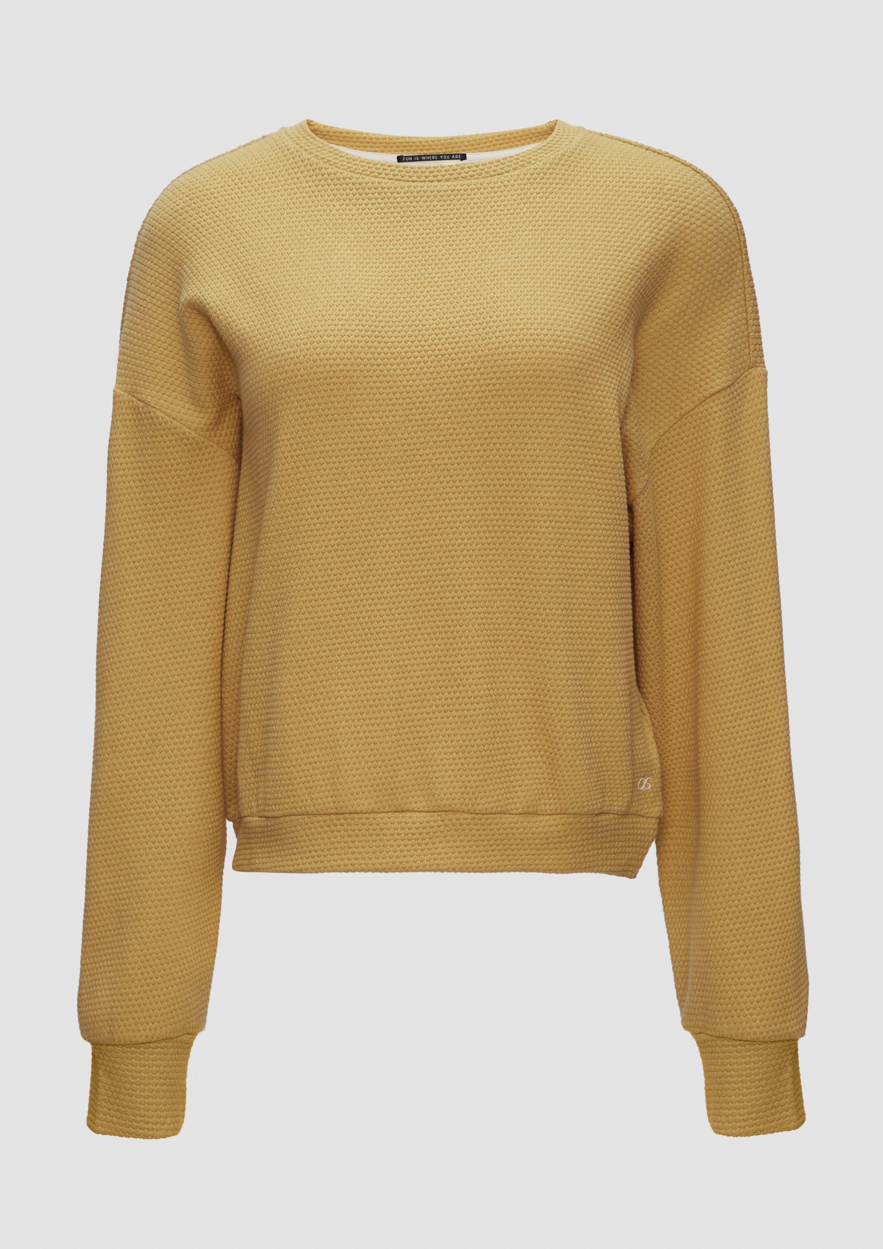 QS - Loose Fit-Sweatshirt mit Struktur, Damen, gelb