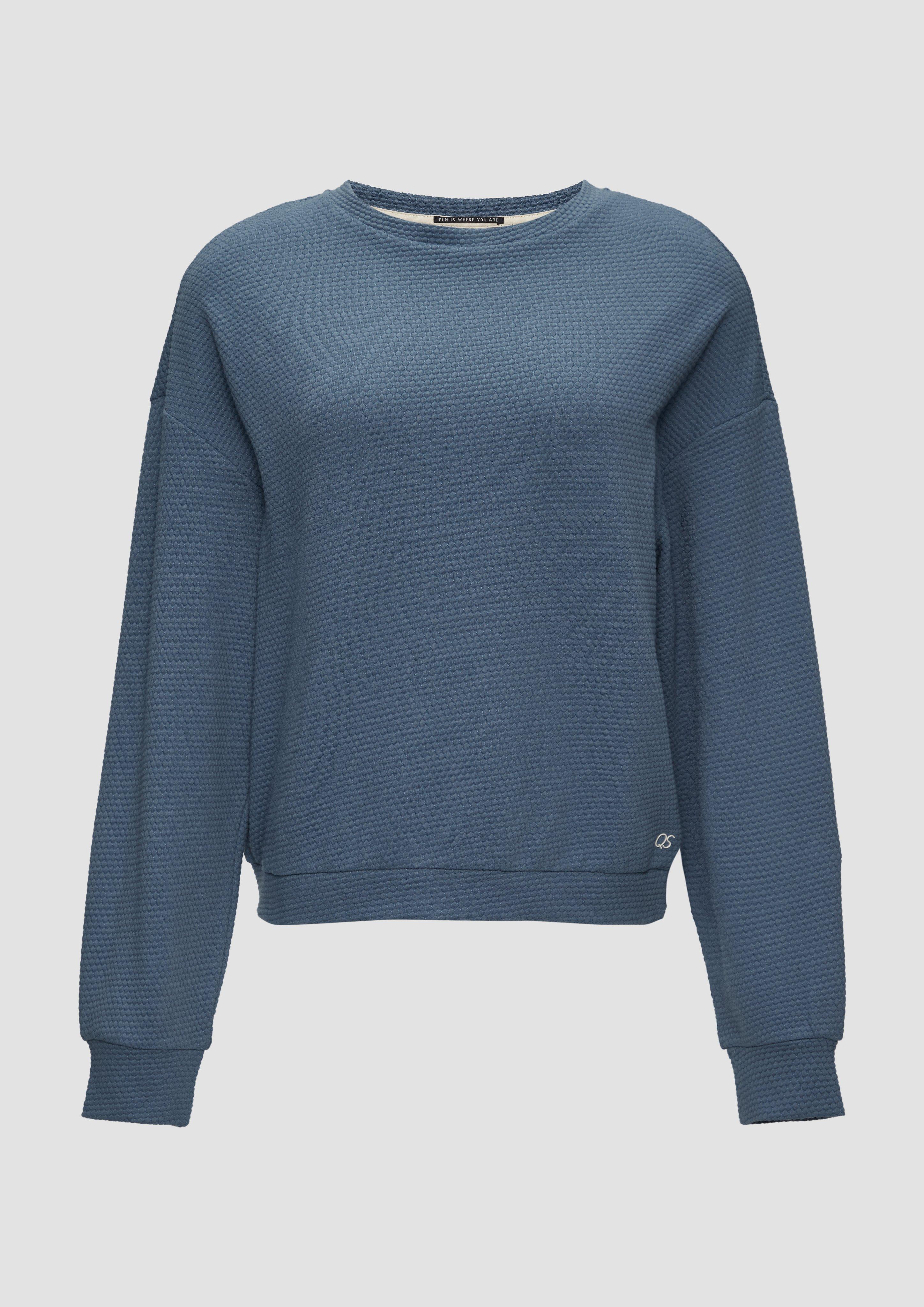 QS - Loose Fit-Sweatshirt mit Struktur, Damen, blau