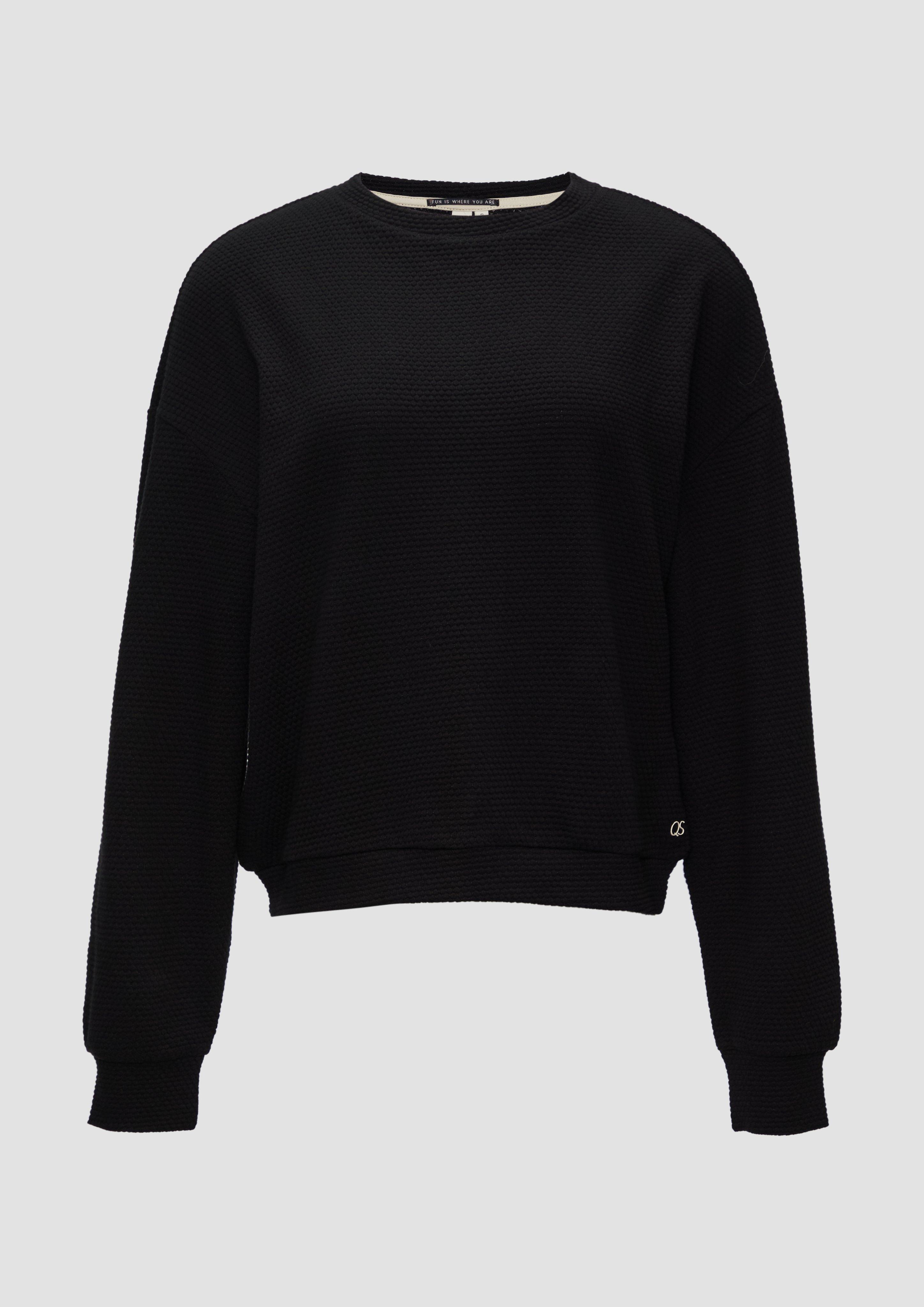 QS - Loose Fit-Sweatshirt mit Struktur, Damen, schwarz