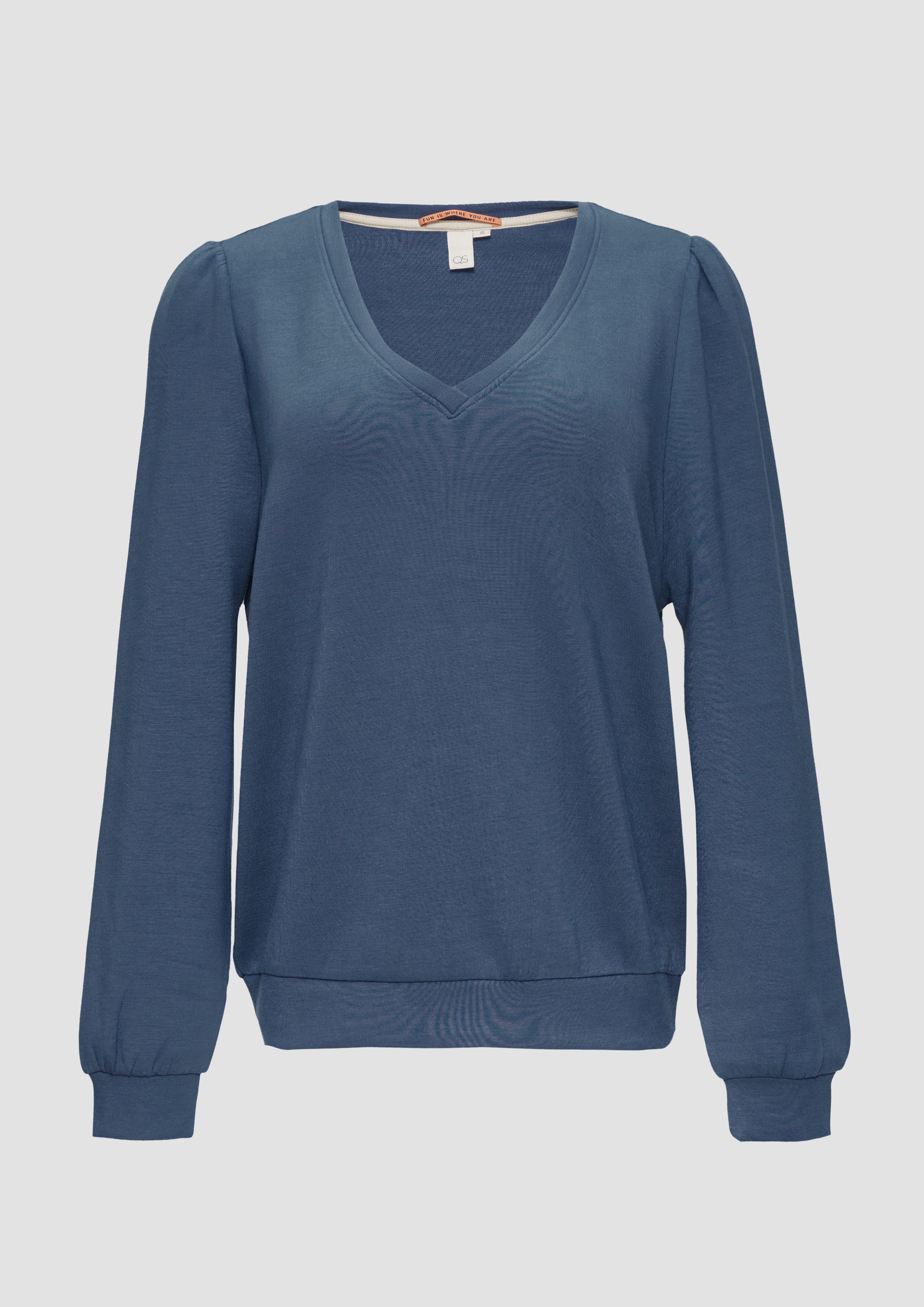 QS - Sweatshirt aus weicher Viskose-Ware, Damen, blau