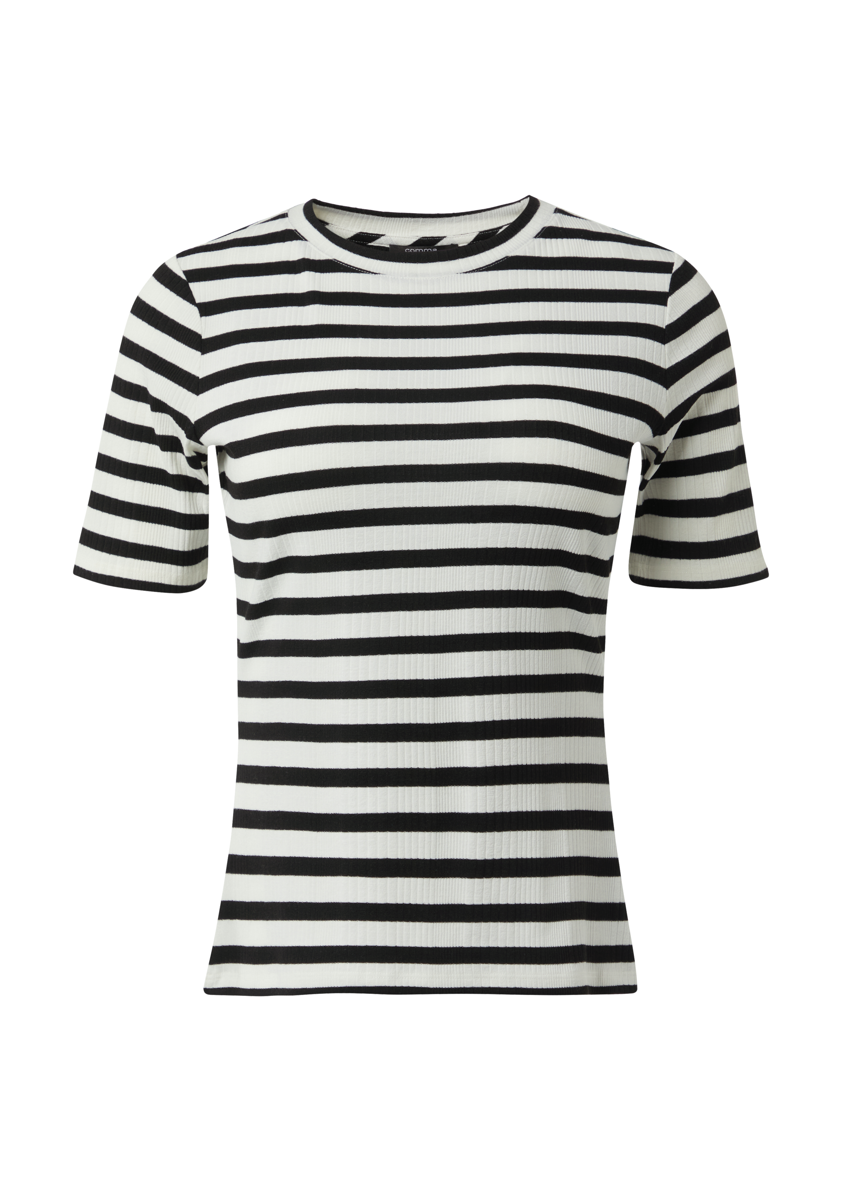 Striped T-shirt in ribbed fabric - Black | SCAYLE