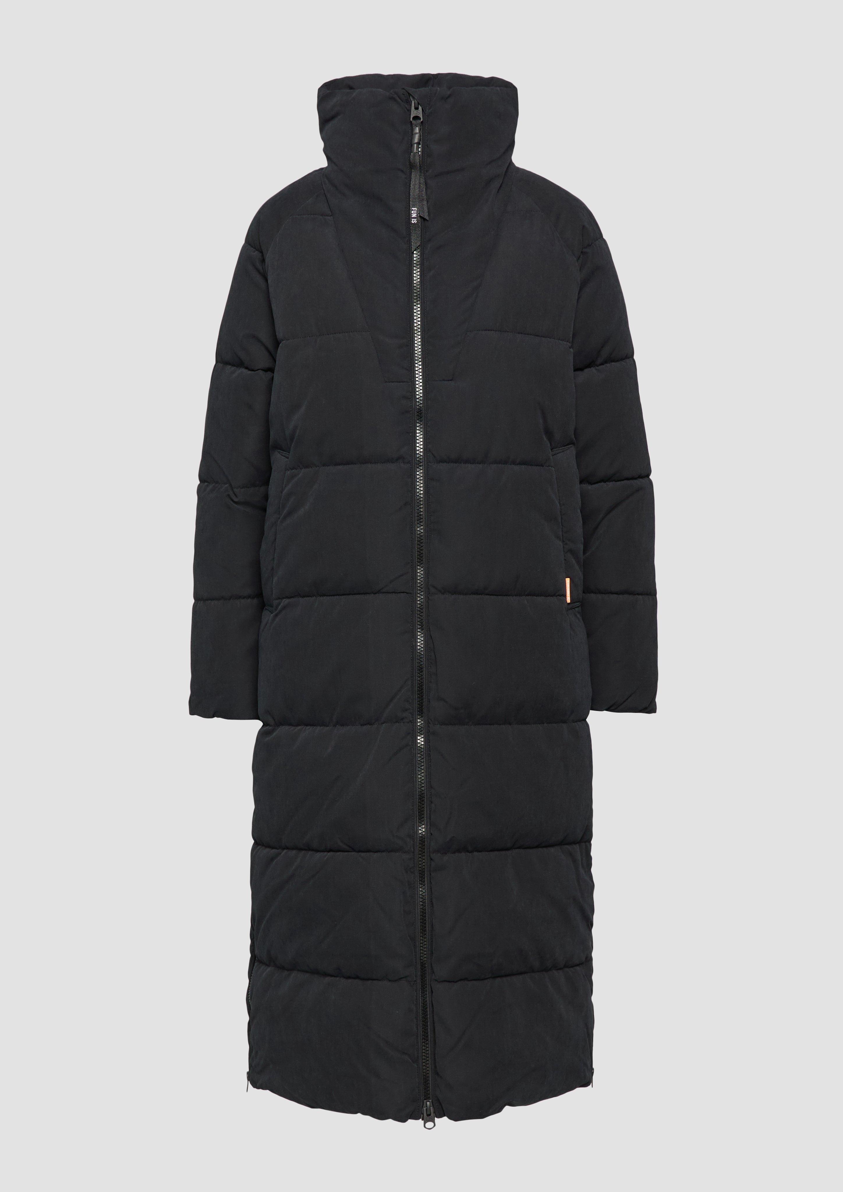 Thumbnail - QS - Langer wattierter Mantel, Damen, schwarz