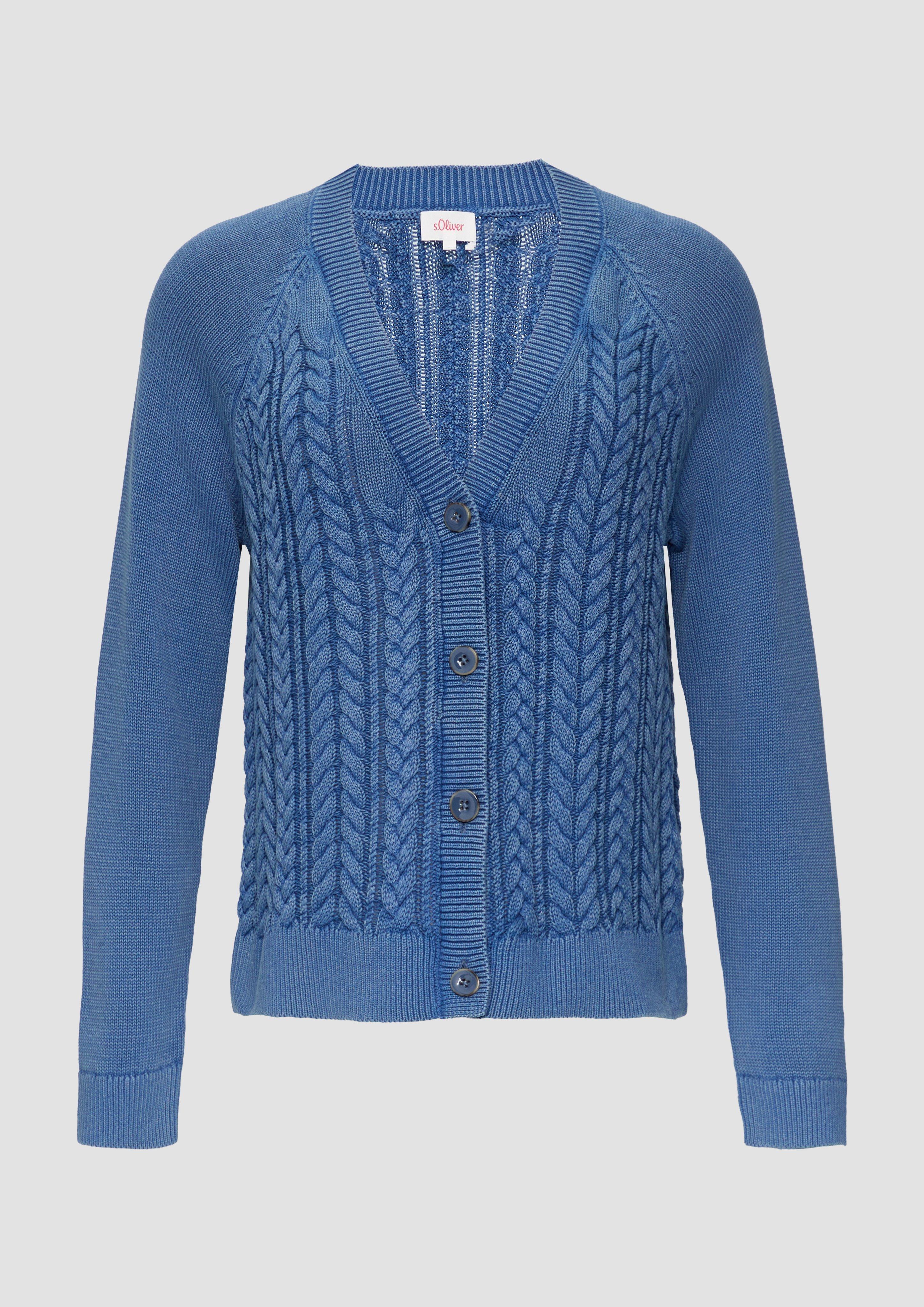 Thumbnail - s.Oliver - Baumwollcardigan mit Zopfmuster, Damen, grün