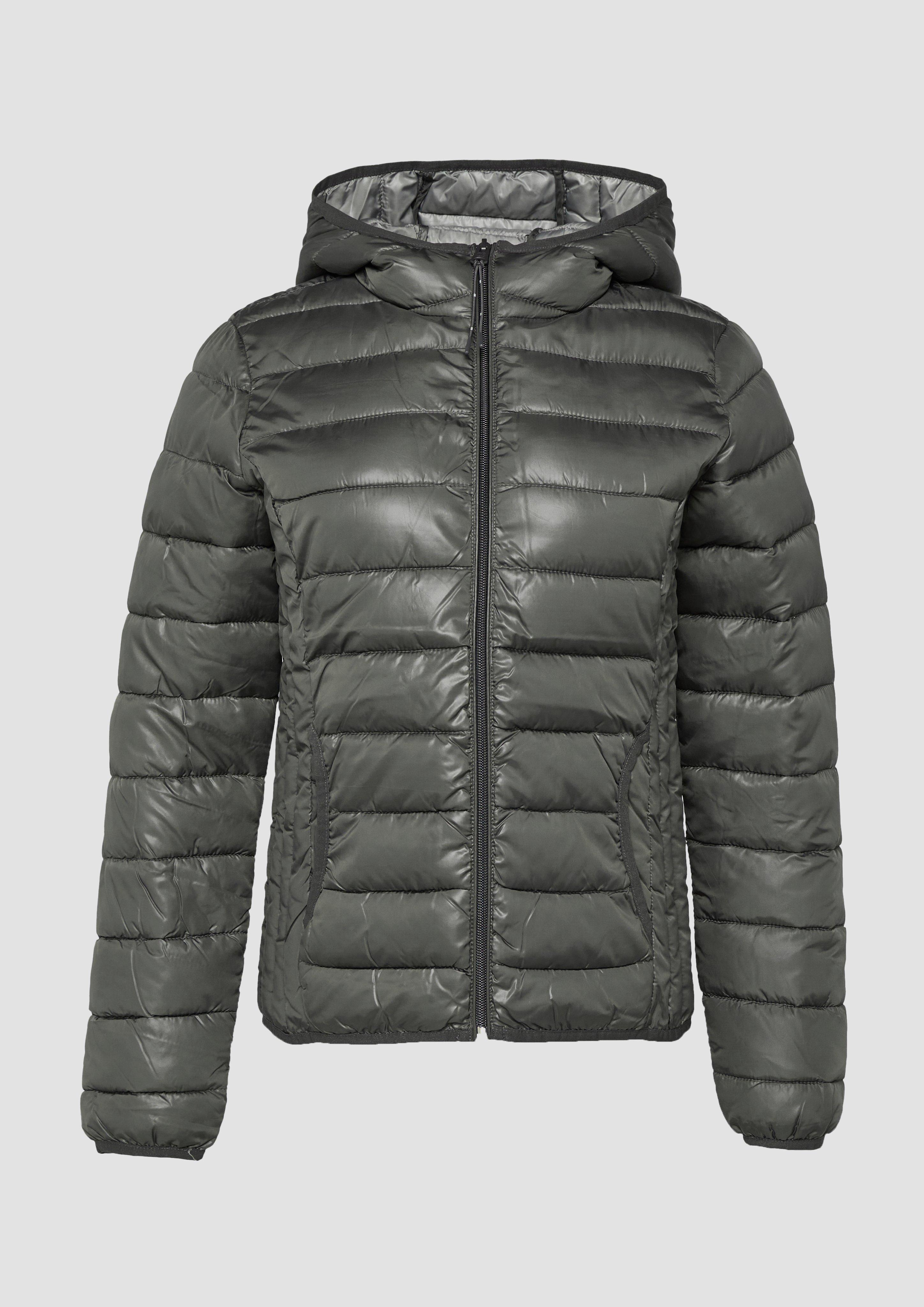 QS - Gesteppte Outdoor-Jacke mit Kapuze, Damen, grau