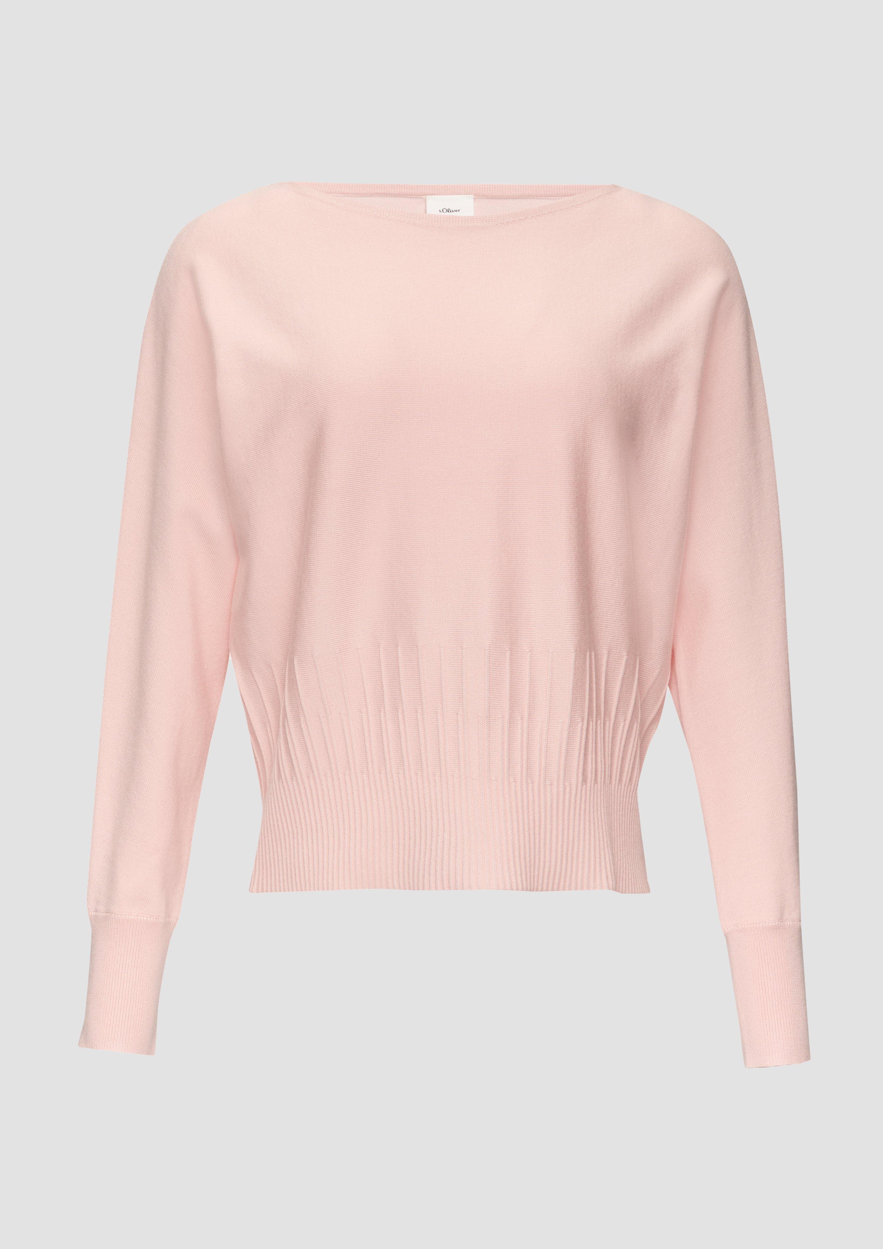 s.Oliver - Strickpullover mit Strukturmuster am Saum, Damen, Rosa