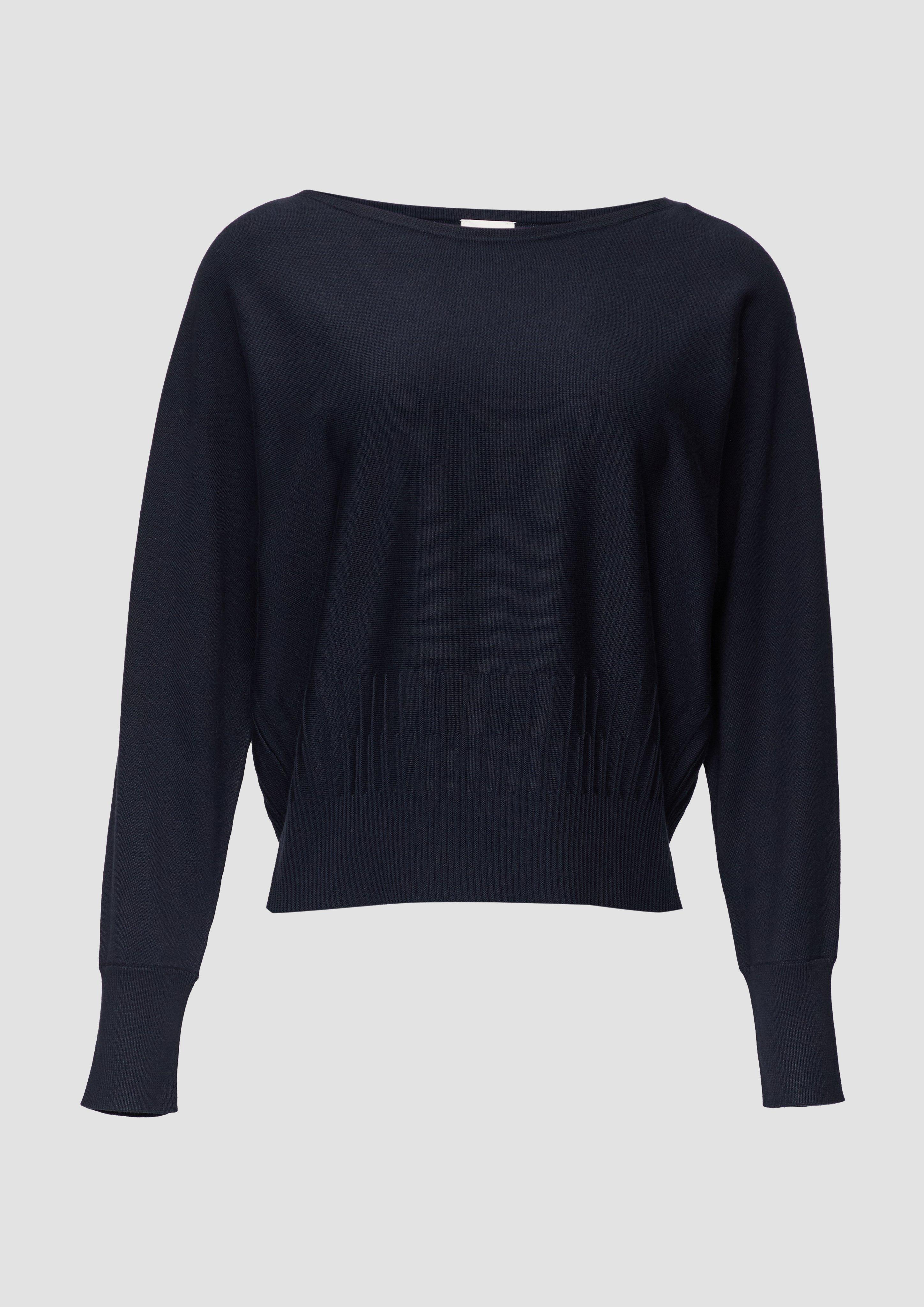 s.Oliver - Strickpullover mit Strukturmuster am Saum, Damen, blau