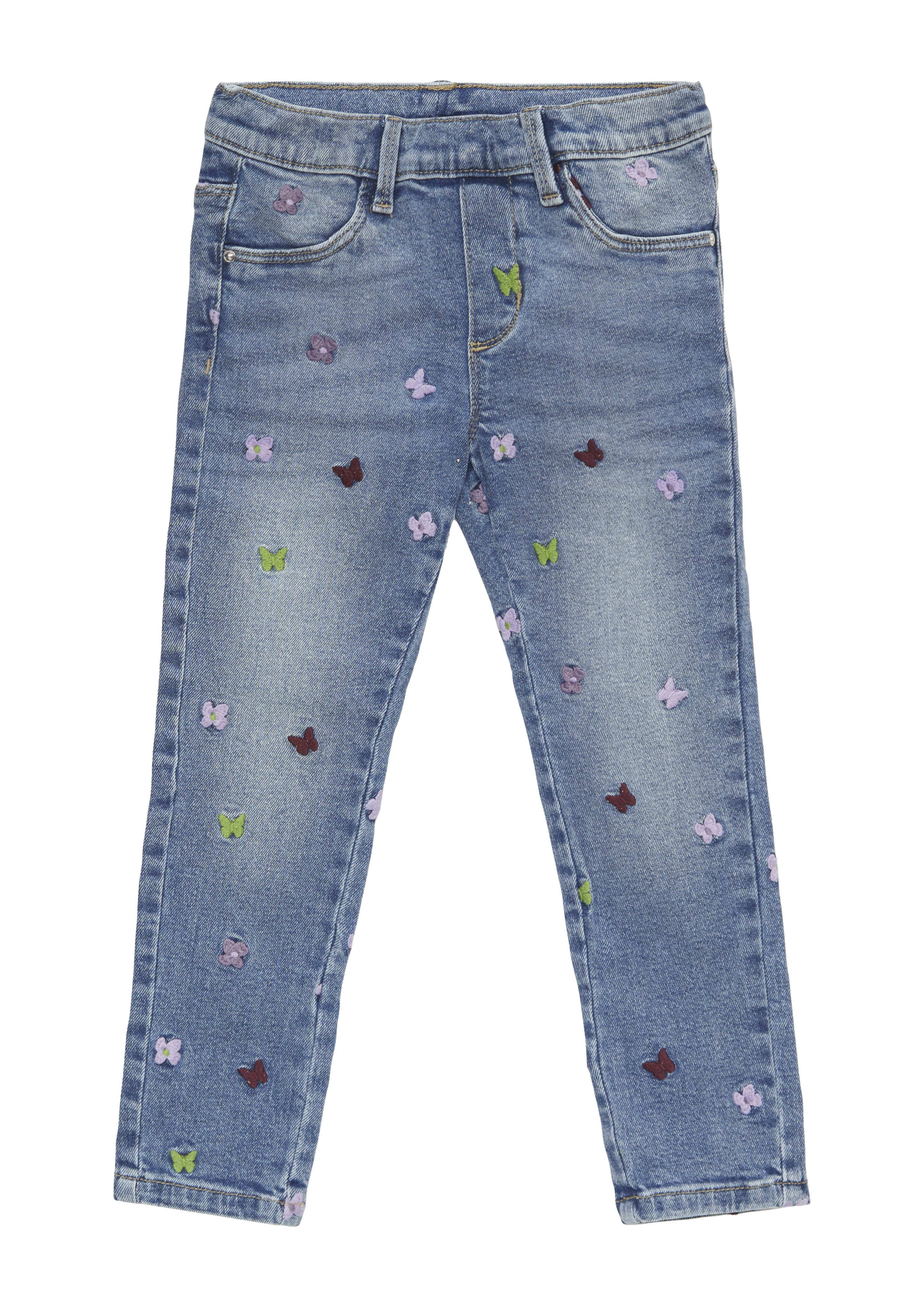 s.Oliver - Jeans Treggings / Skinny Fit / Mid Rise / Skinny Leg / mit Stickerei, Kinder, blau