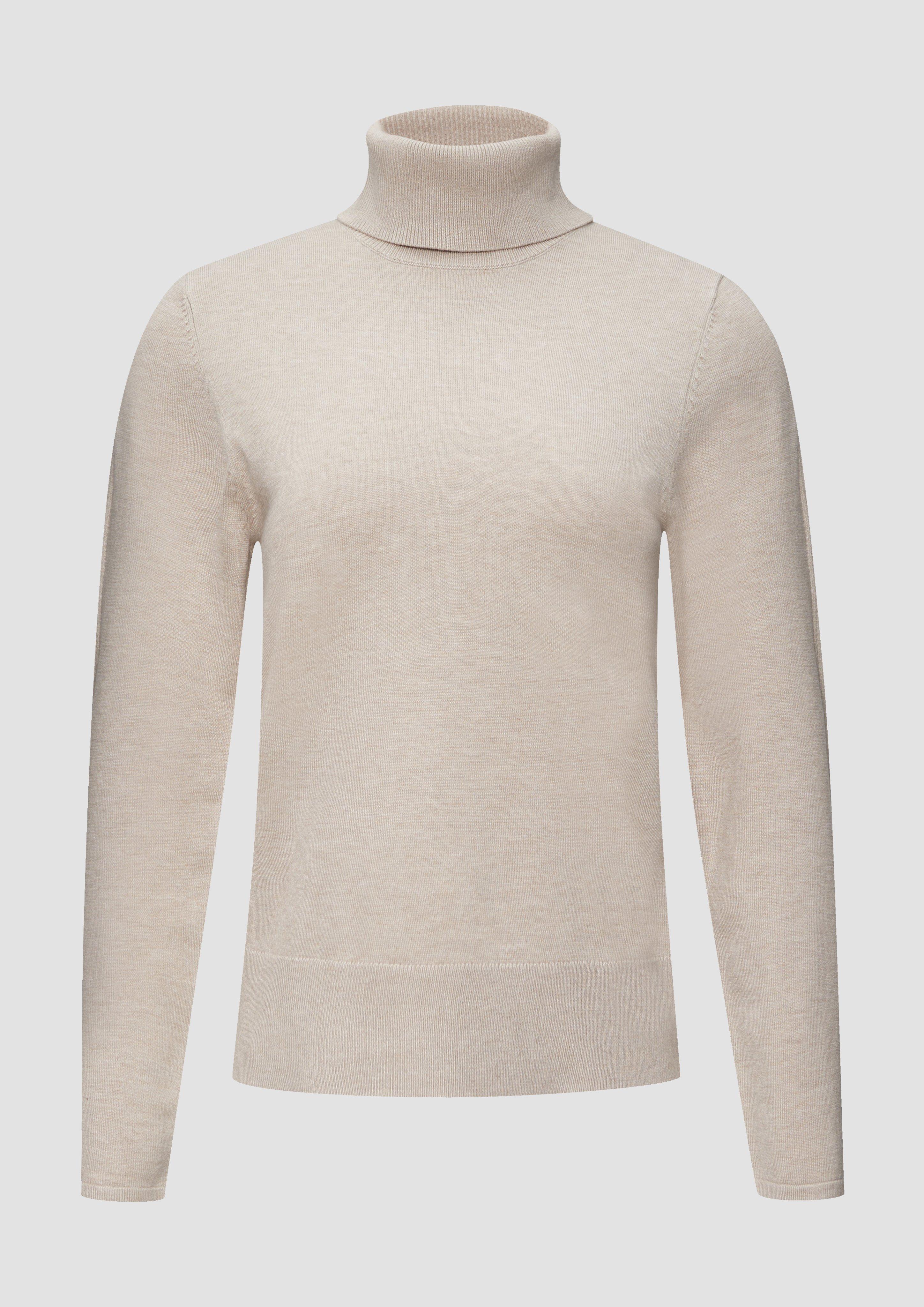 s.Oliver - Feiner Rollkragenpullover mit Ajour-Details, Damen, Beige