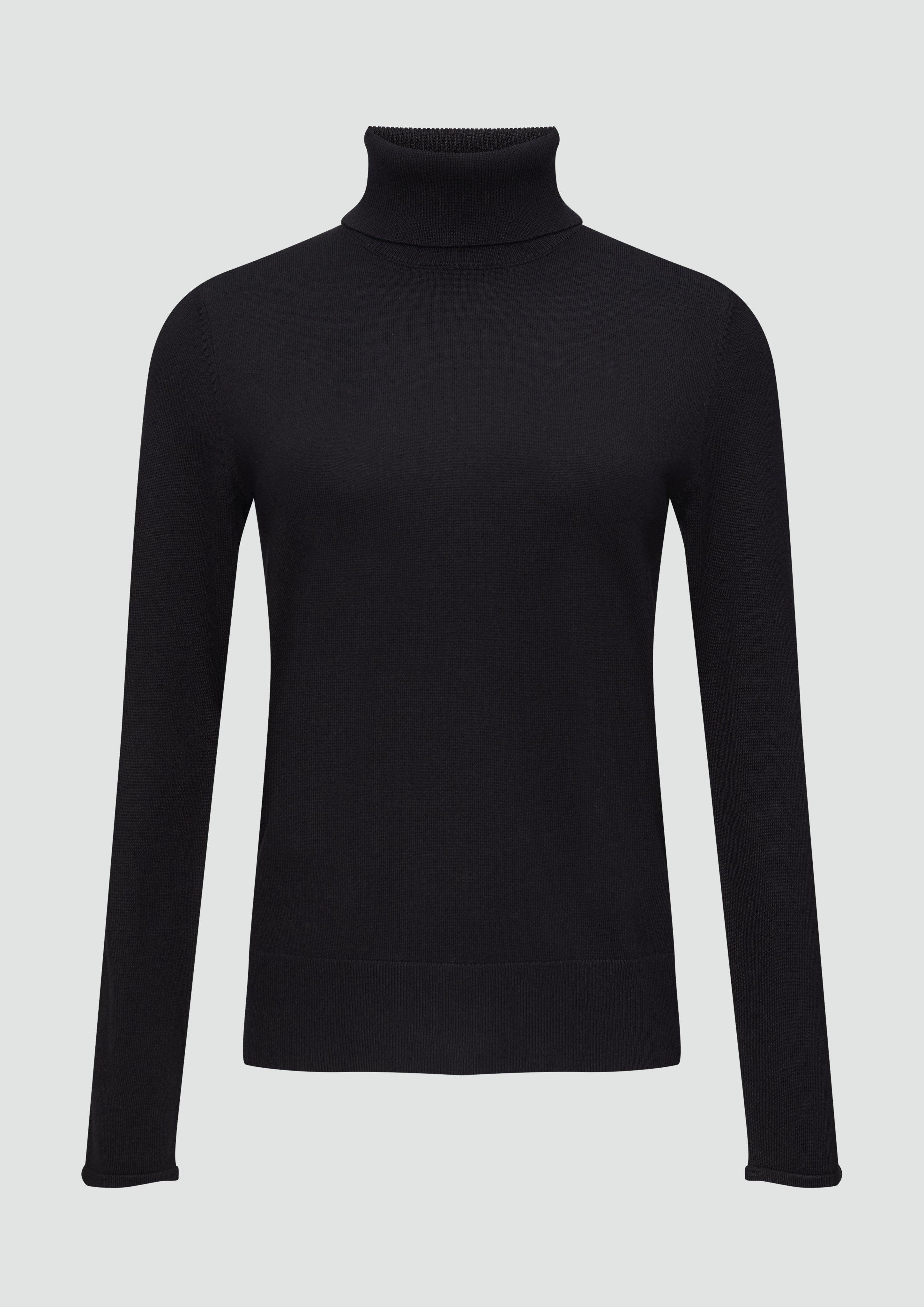 s.Oliver - Feiner Rollkragenpullover mit Ajour-Details, Damen, schwarz