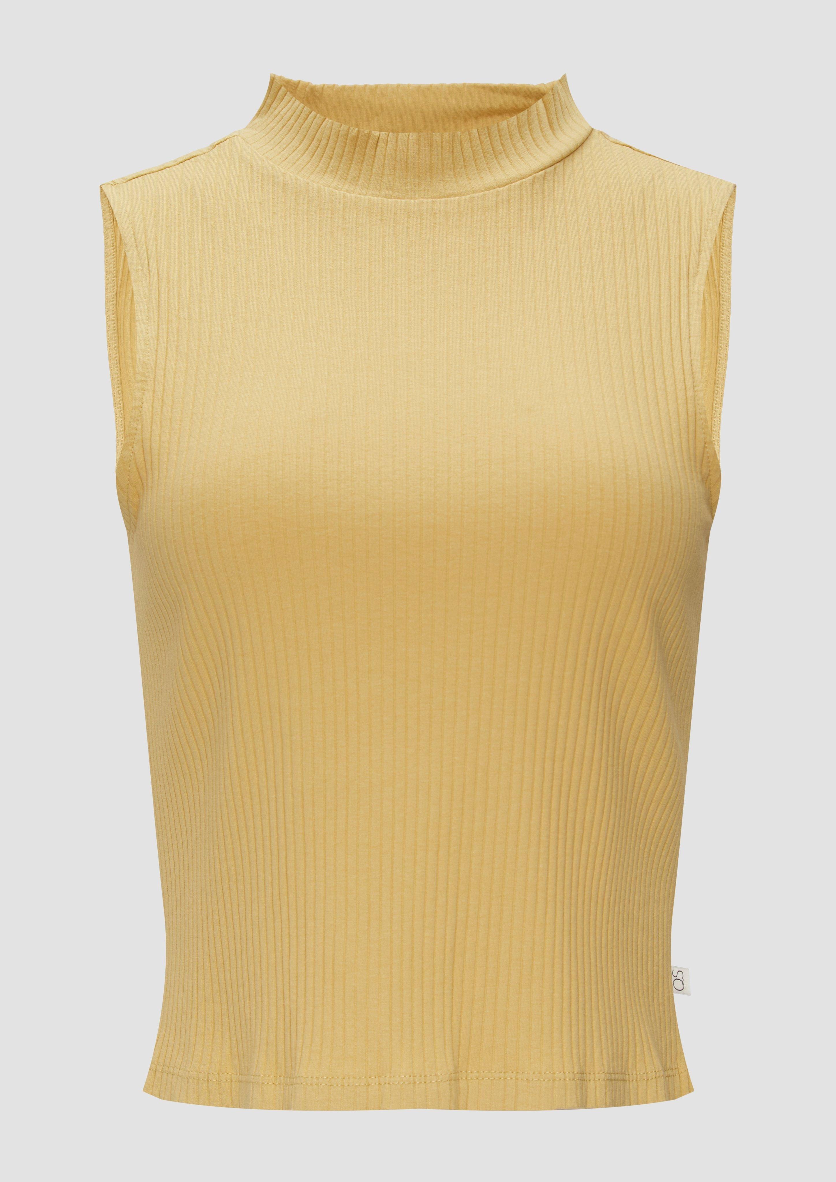 QS - Verkürztes Ripptop mit Turtleneck, Damen, gelb