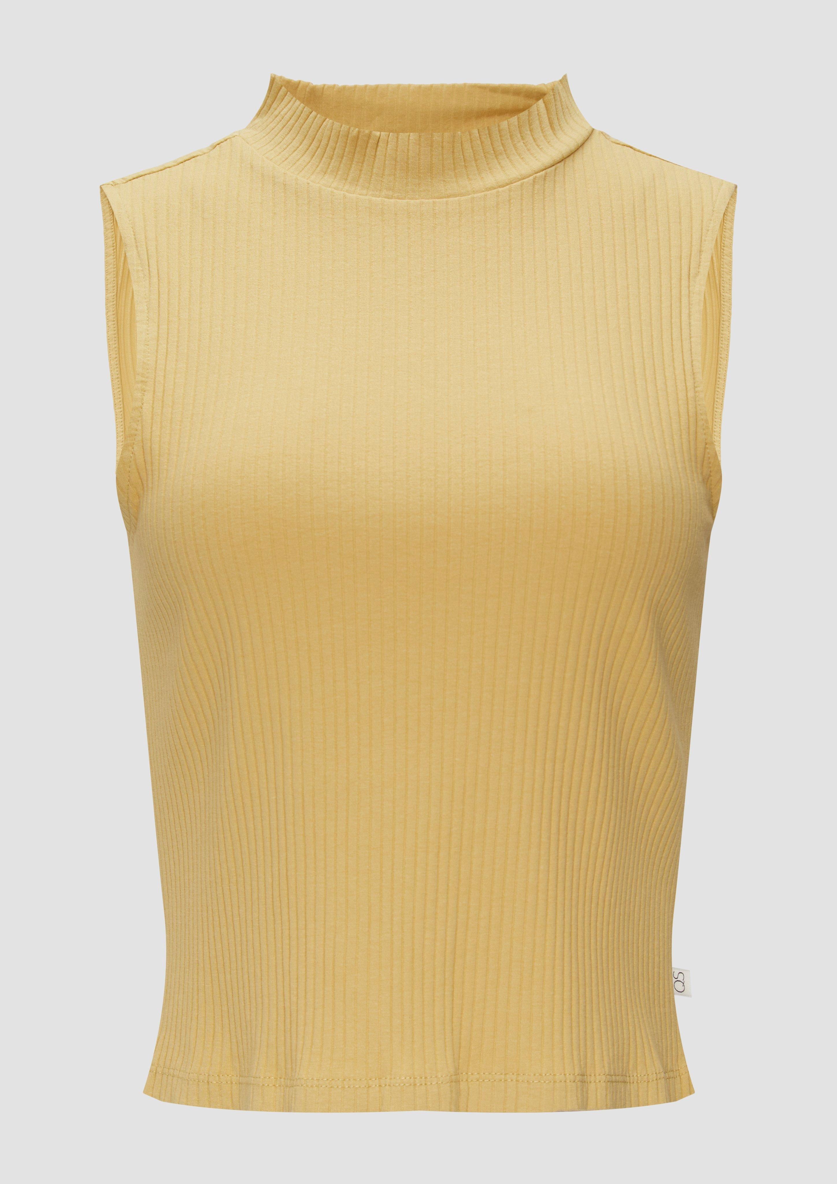 Thumbnail - QS - Verkürztes Ripptop mit Turtleneck, Damen, gelb