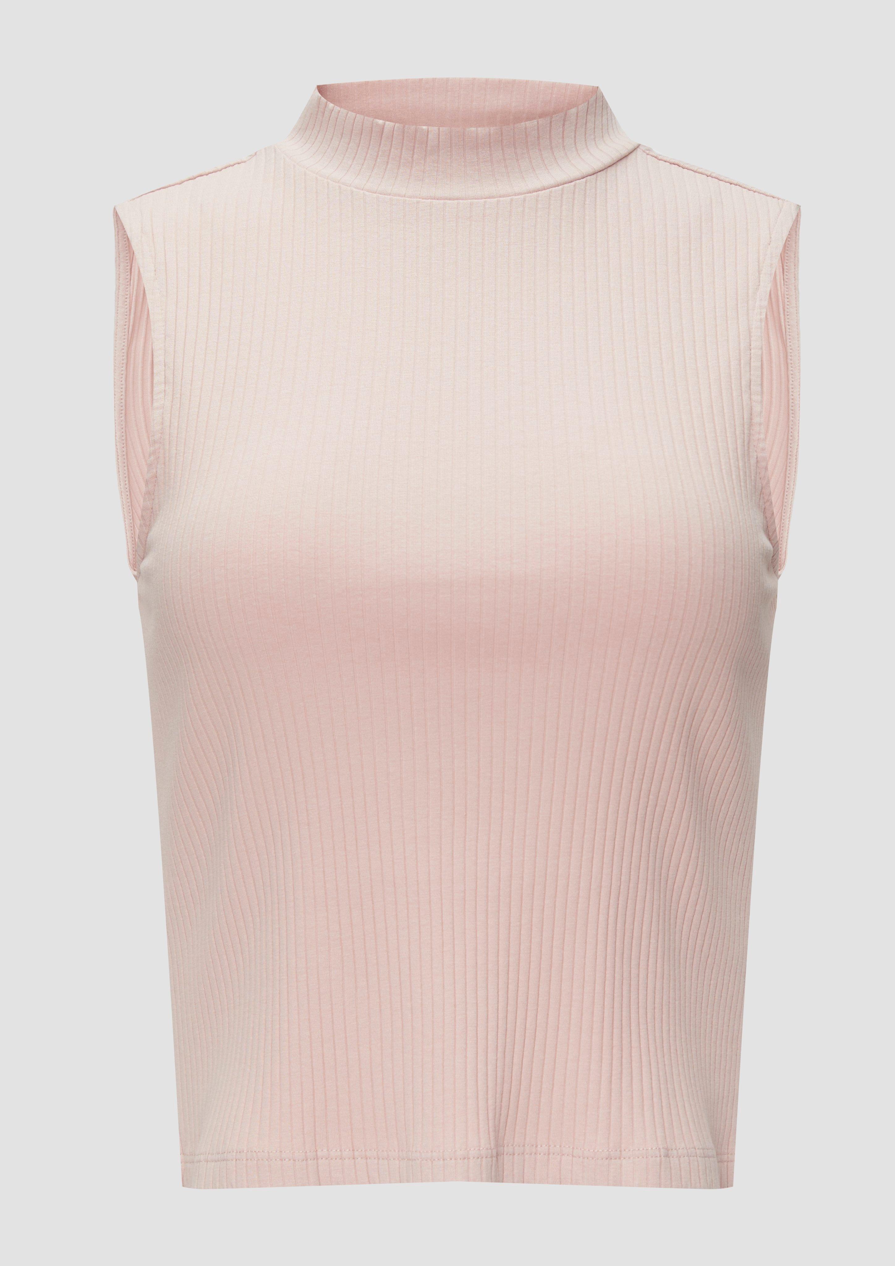 QS - Verkürztes Ripptop mit Turtleneck, Damen, Rosa