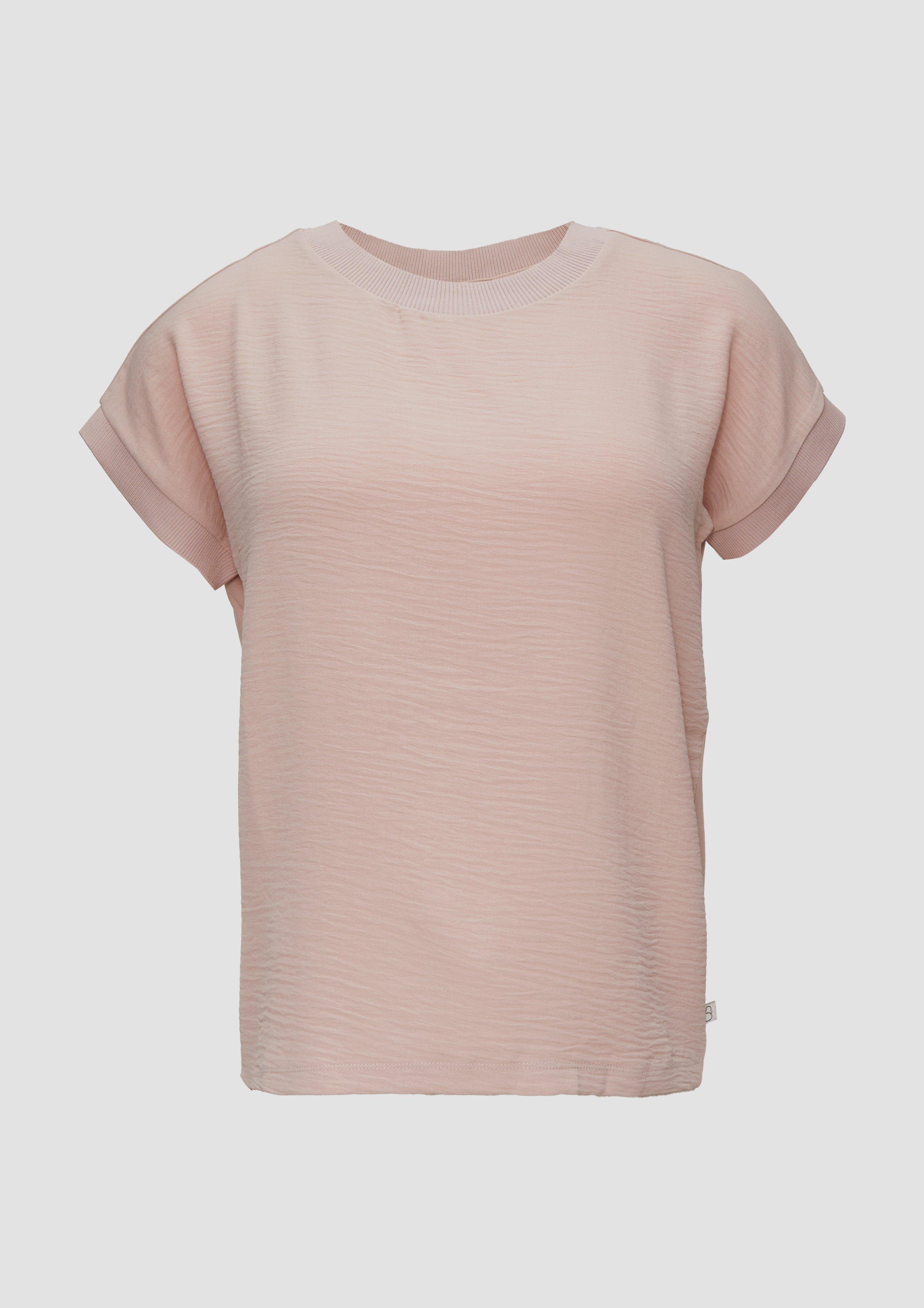 QS - T-Shirt im Fabricmix, Damen, Rosa