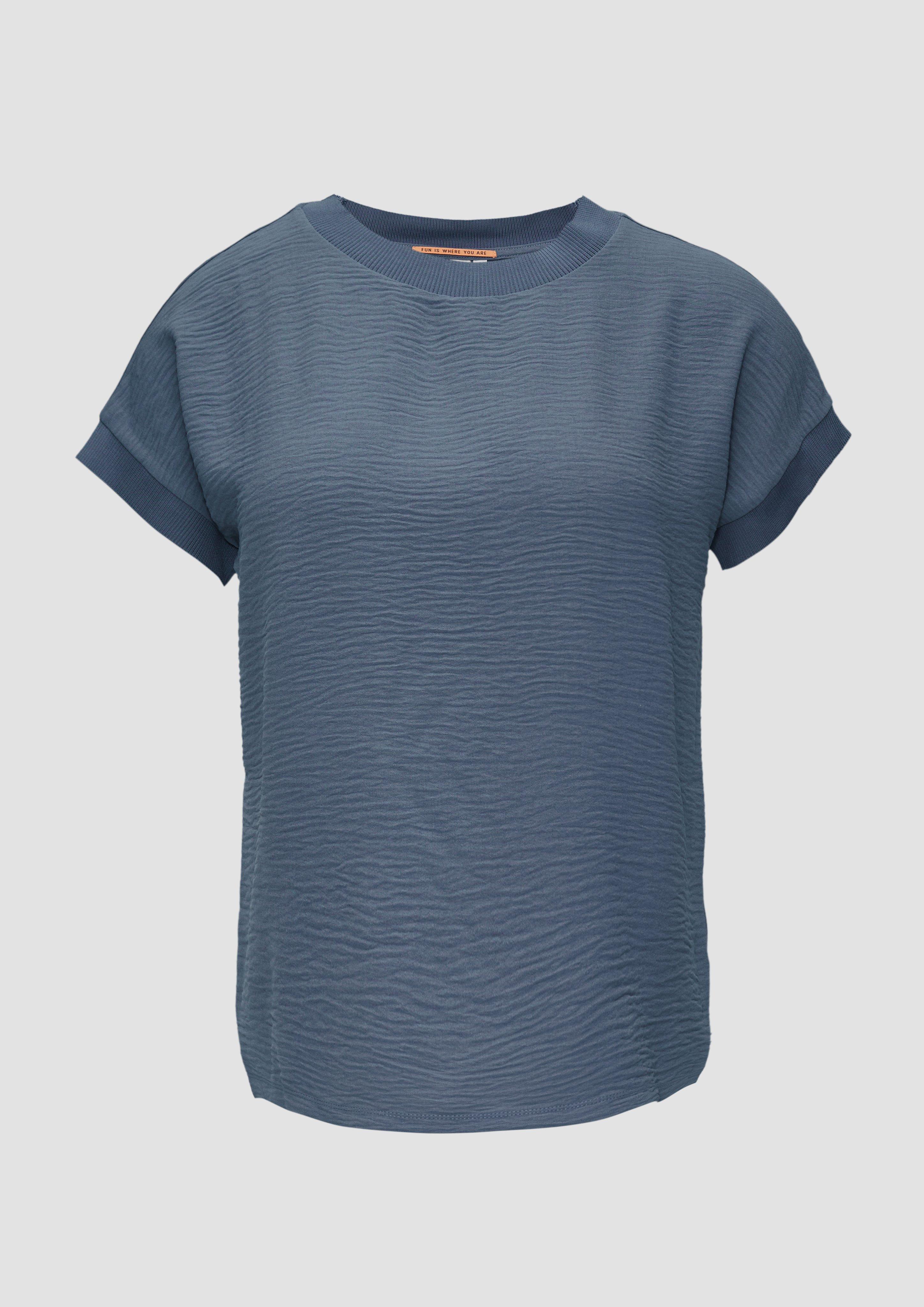 QS - T-Shirt im Fabricmix, Damen, blau