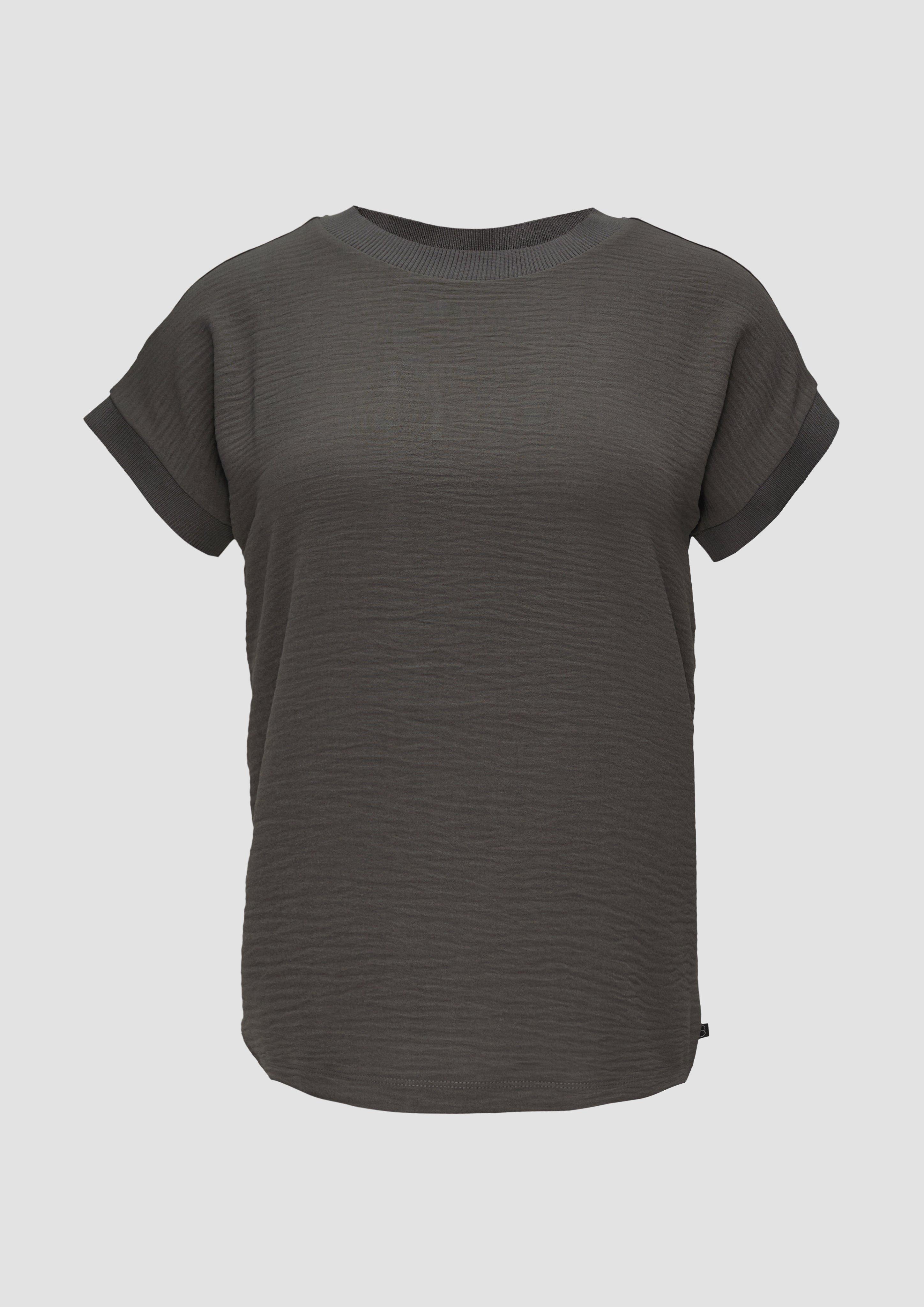 QS - T-Shirt im Fabricmix, Damen, grau