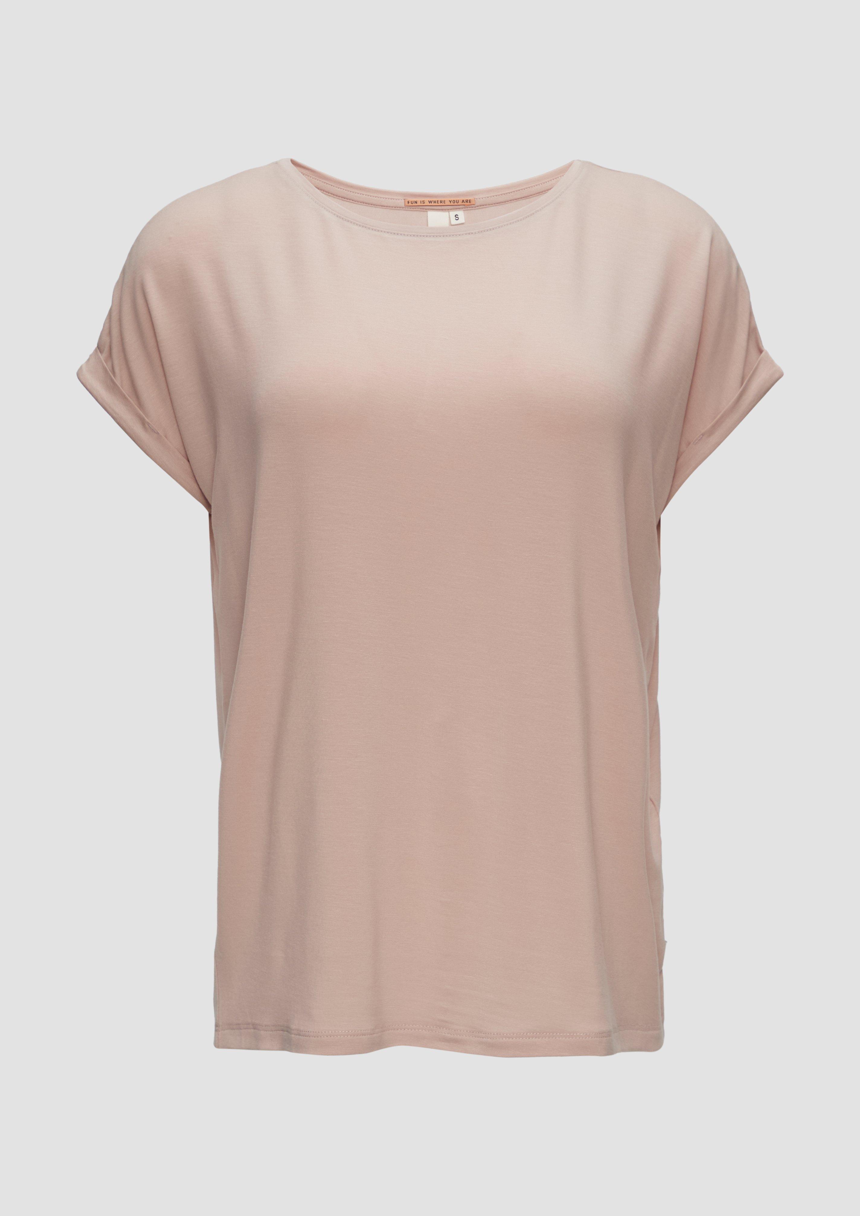 QS - Loose-Fit-Shirt im Lyocellmix, Damen, Rosa