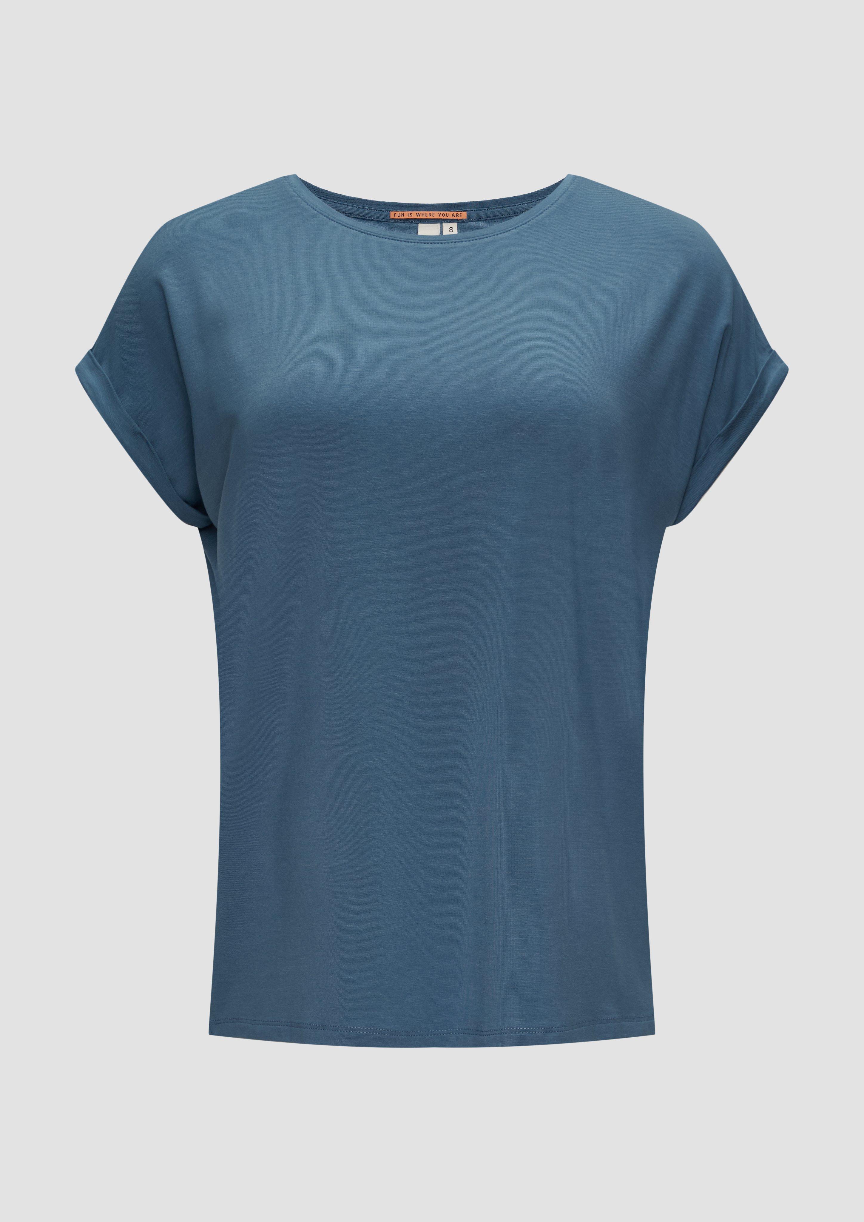 QS - Loose-Fit-Shirt im Lyocellmix, Damen, blau