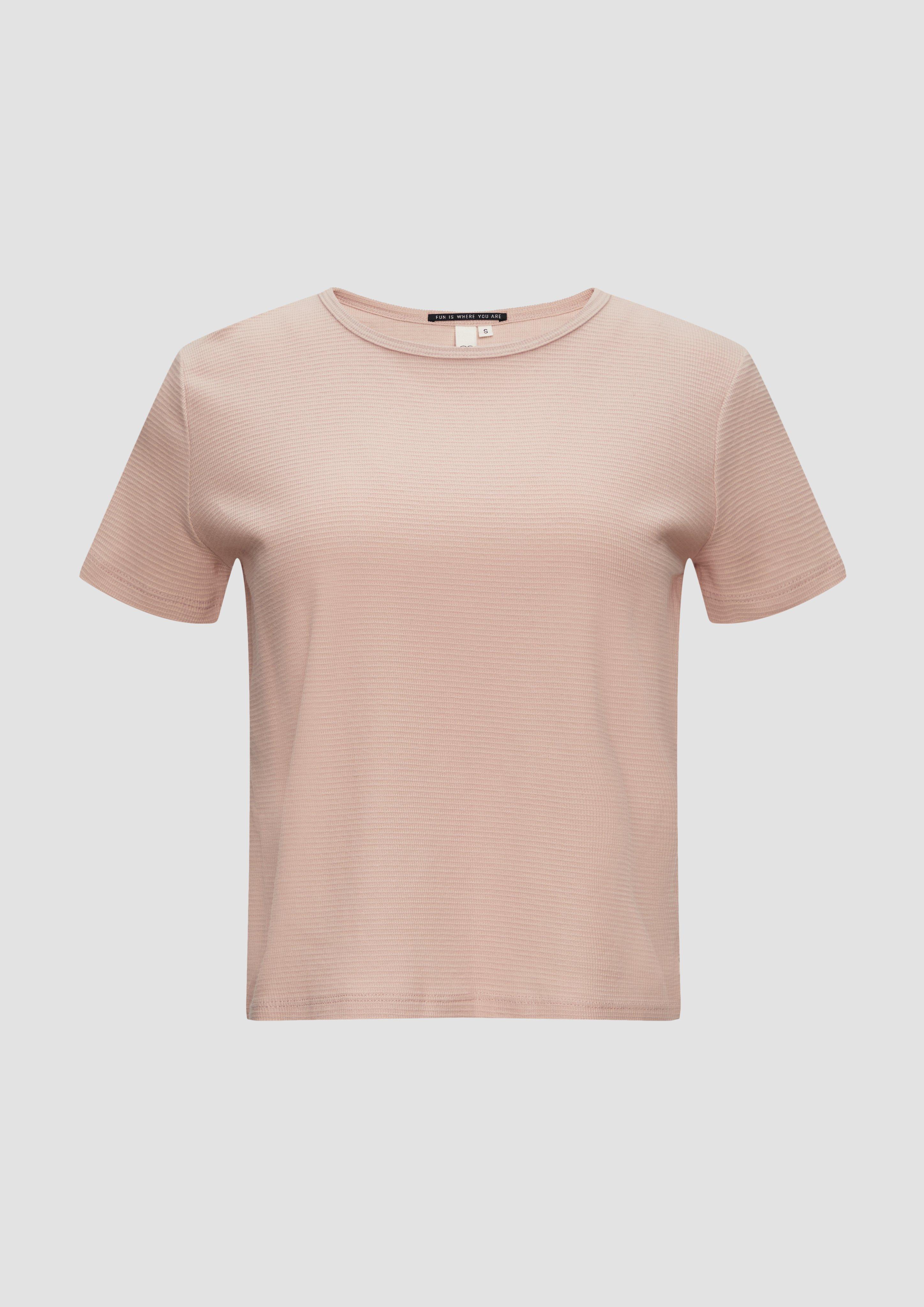 QS - Verkürztes T-Shirt mit Piquéstruktur, Damen, Rosa