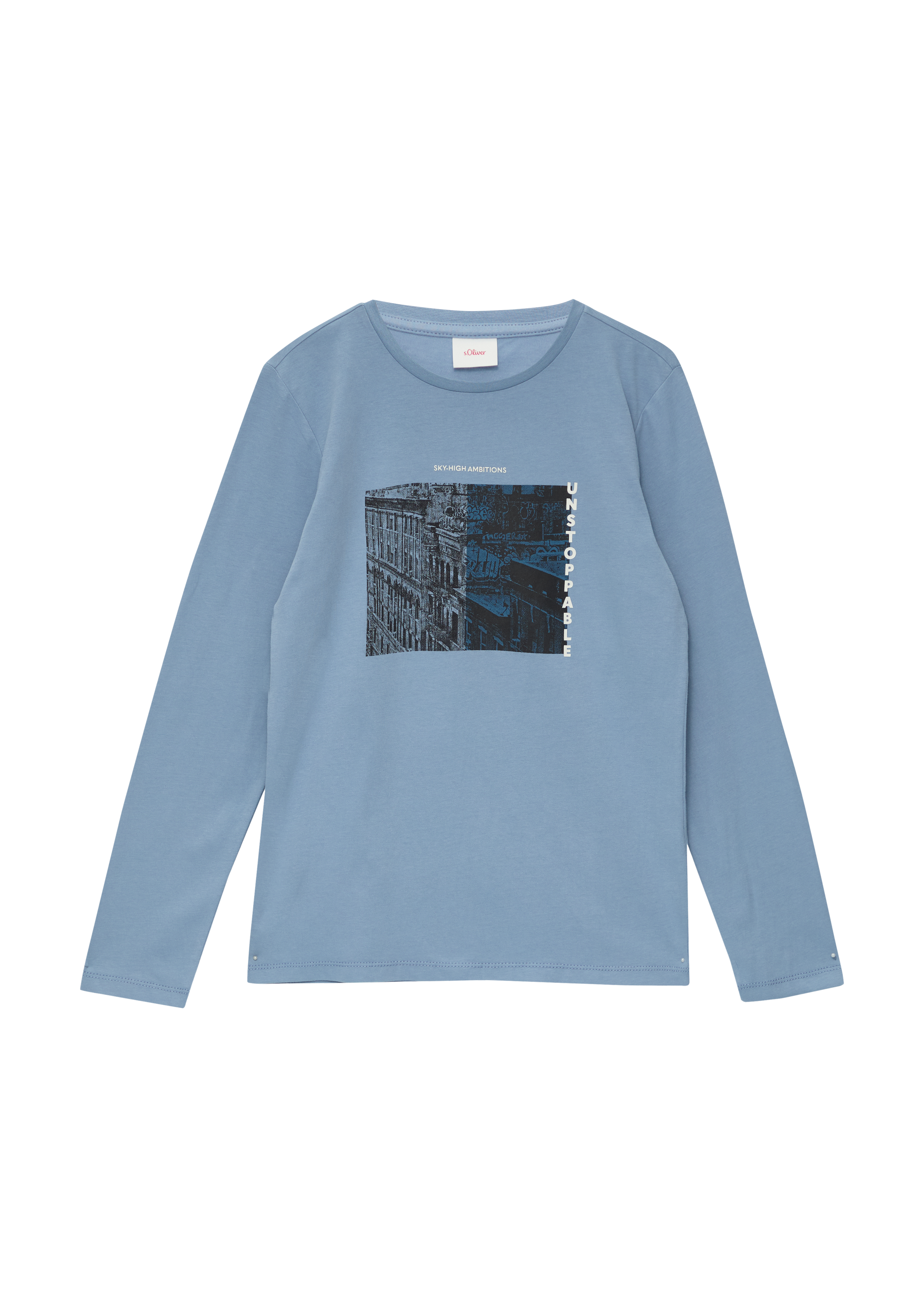 s.Oliver - Longsleeve mit Frontprint im Loose Fit, Jungen, blau