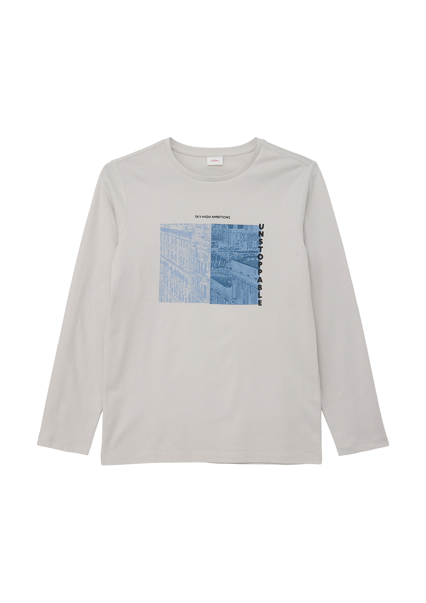 s.Oliver - Longsleeve mit Frontprint im Loose Fit, Jungen, grau