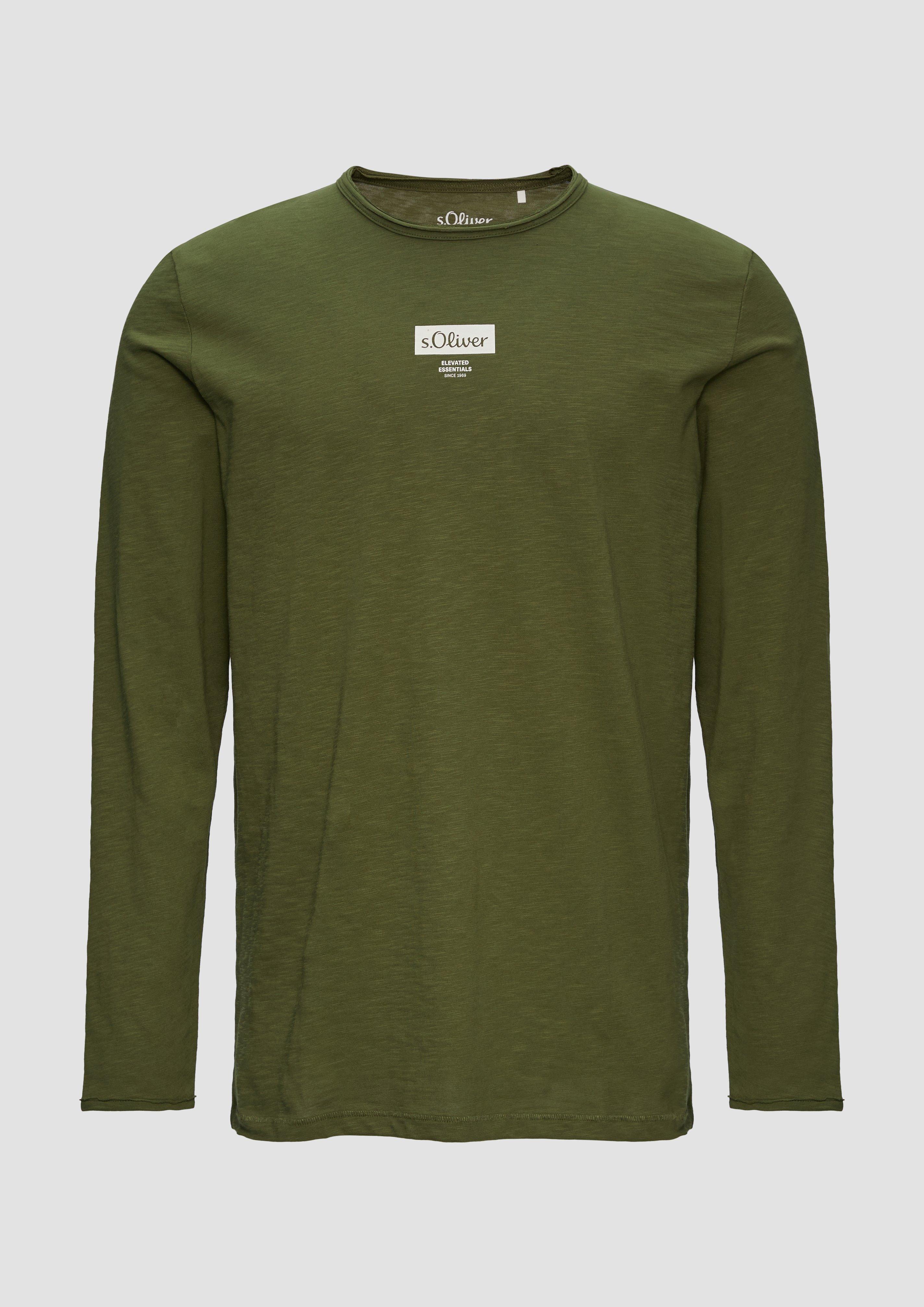 s.Oliver Logo-Shirt mit Rollkante und Flammgarnstruktur