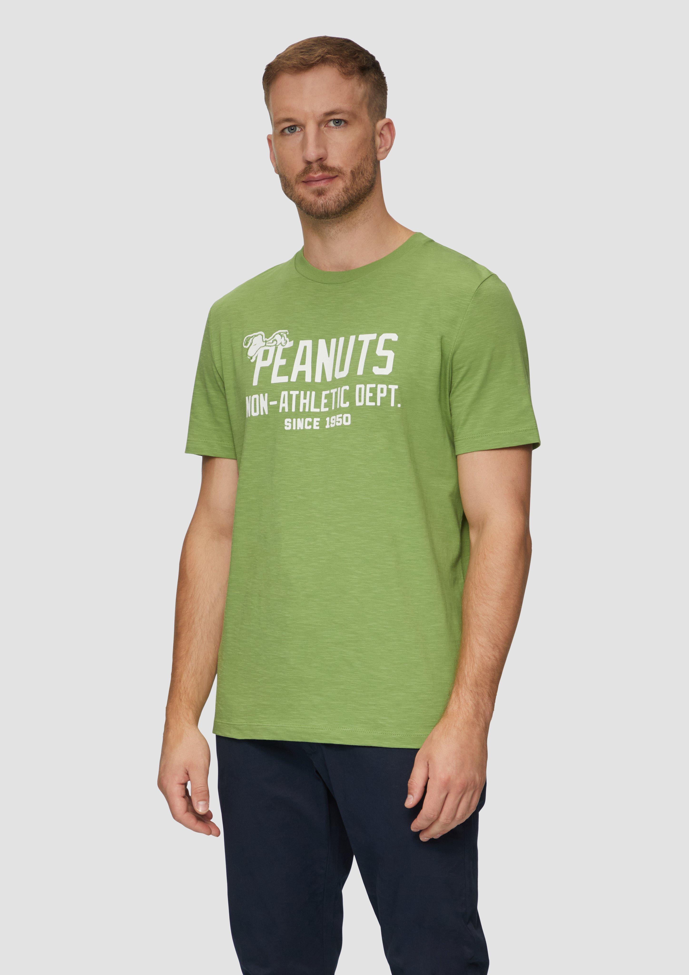 S.Oliver T-Shirt mit Peanuts®-Motiv und Flammgarnstruktur