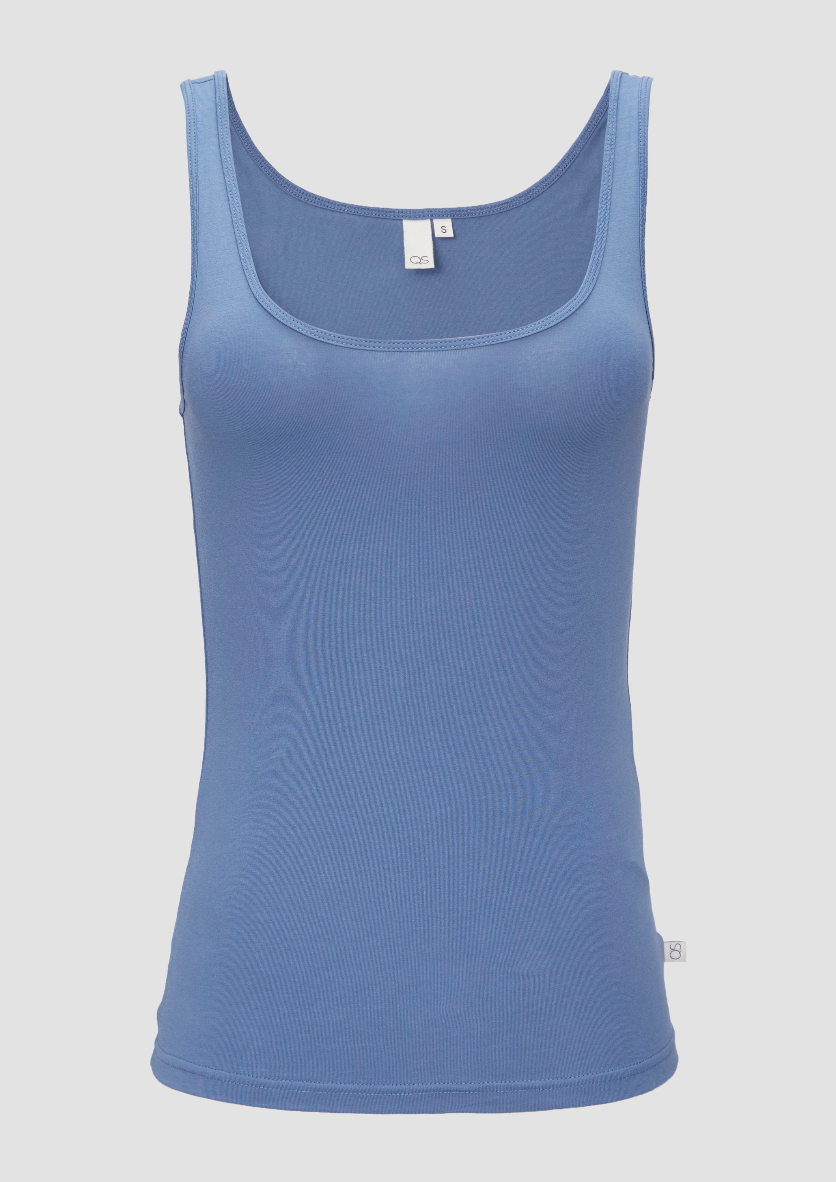 QS - Eng geschnittenes Jerseytop, Damen, blau