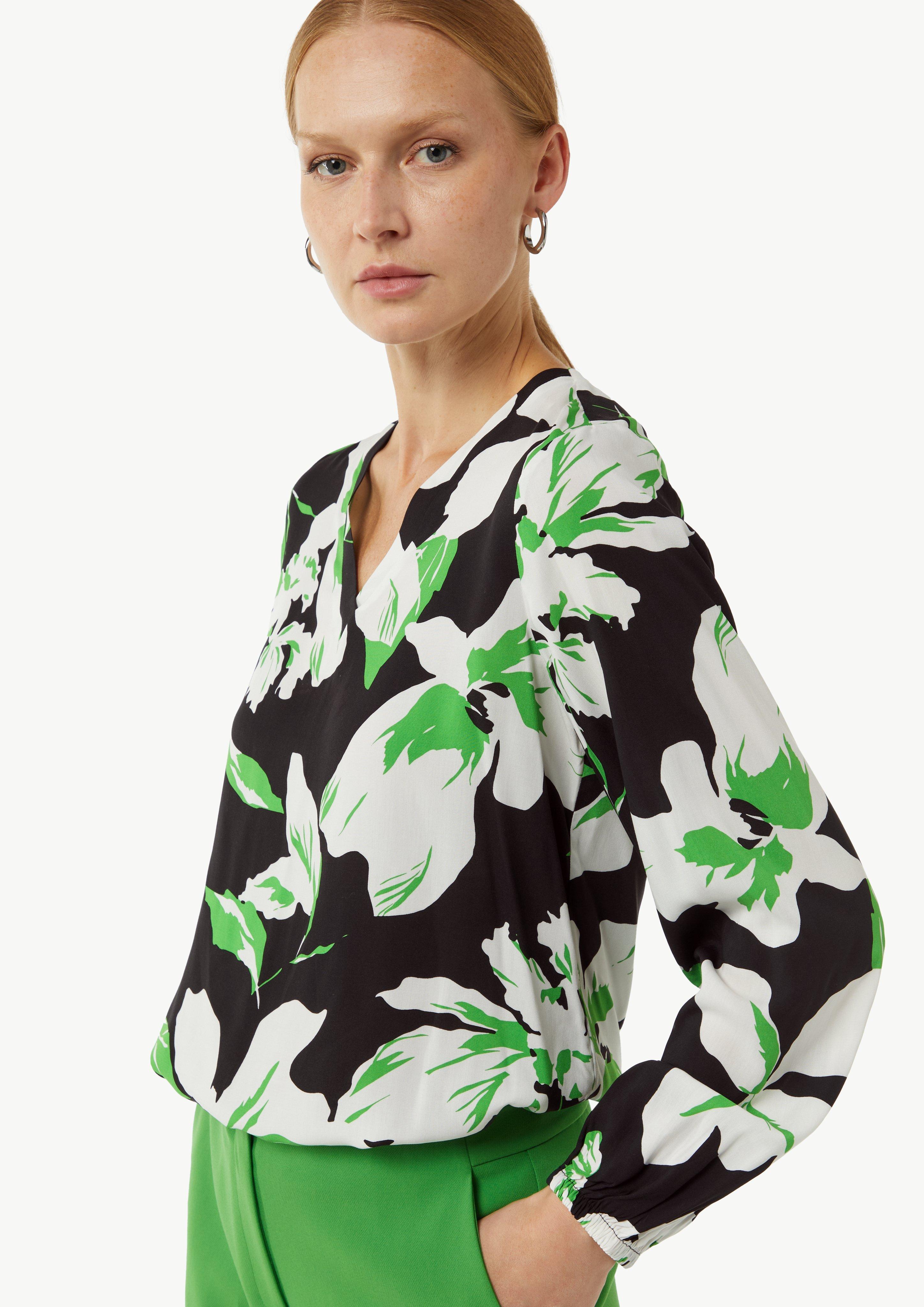 Patterned blouse with elasticated sleeve cuffs - multicolor Patterned blouse with elasticated sleeve cuffs - multicolor