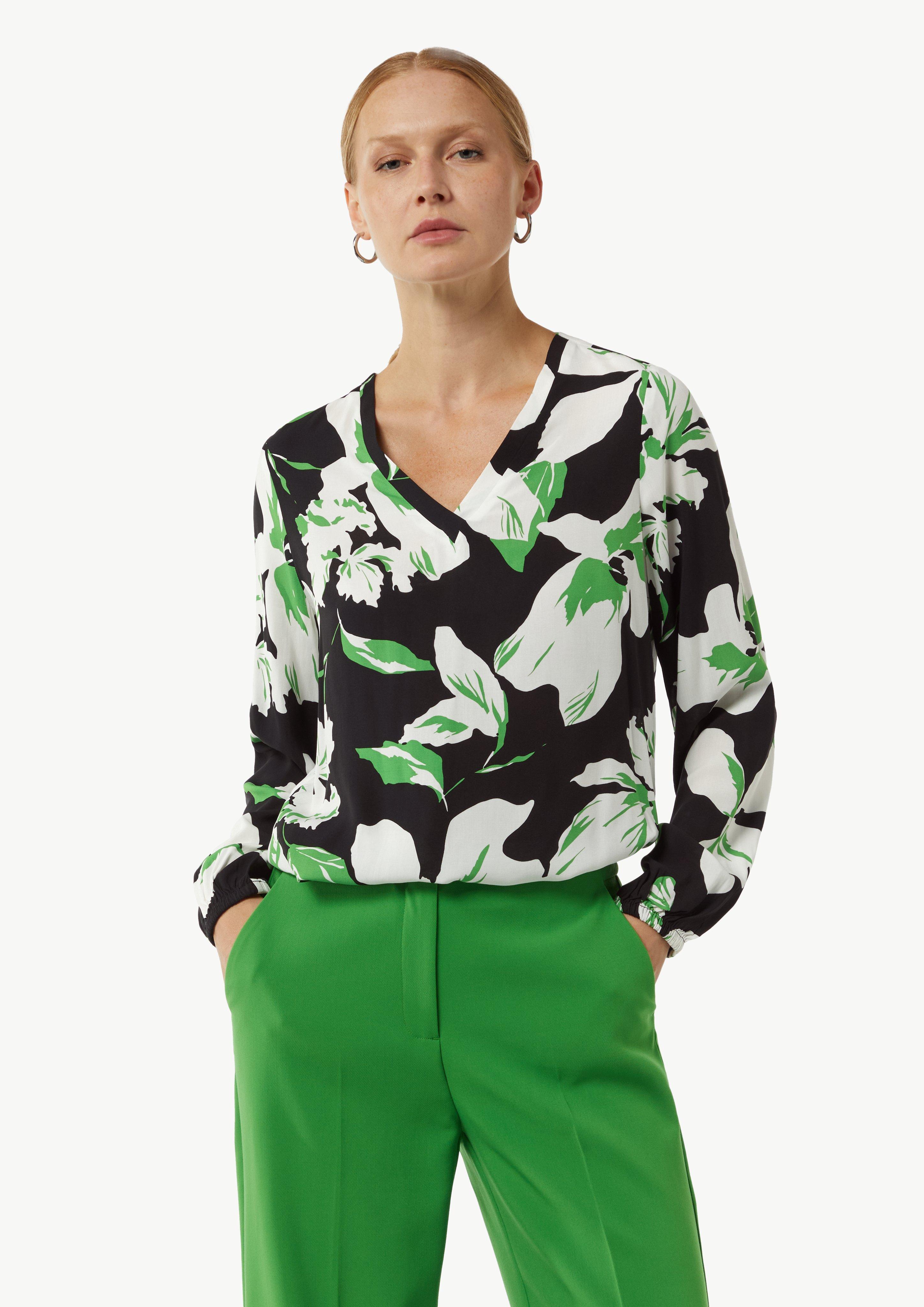 Patterned blouse with elasticated sleeve cuffs - multicolor Patterned blouse with elasticated sleeve cuffs - multicolor