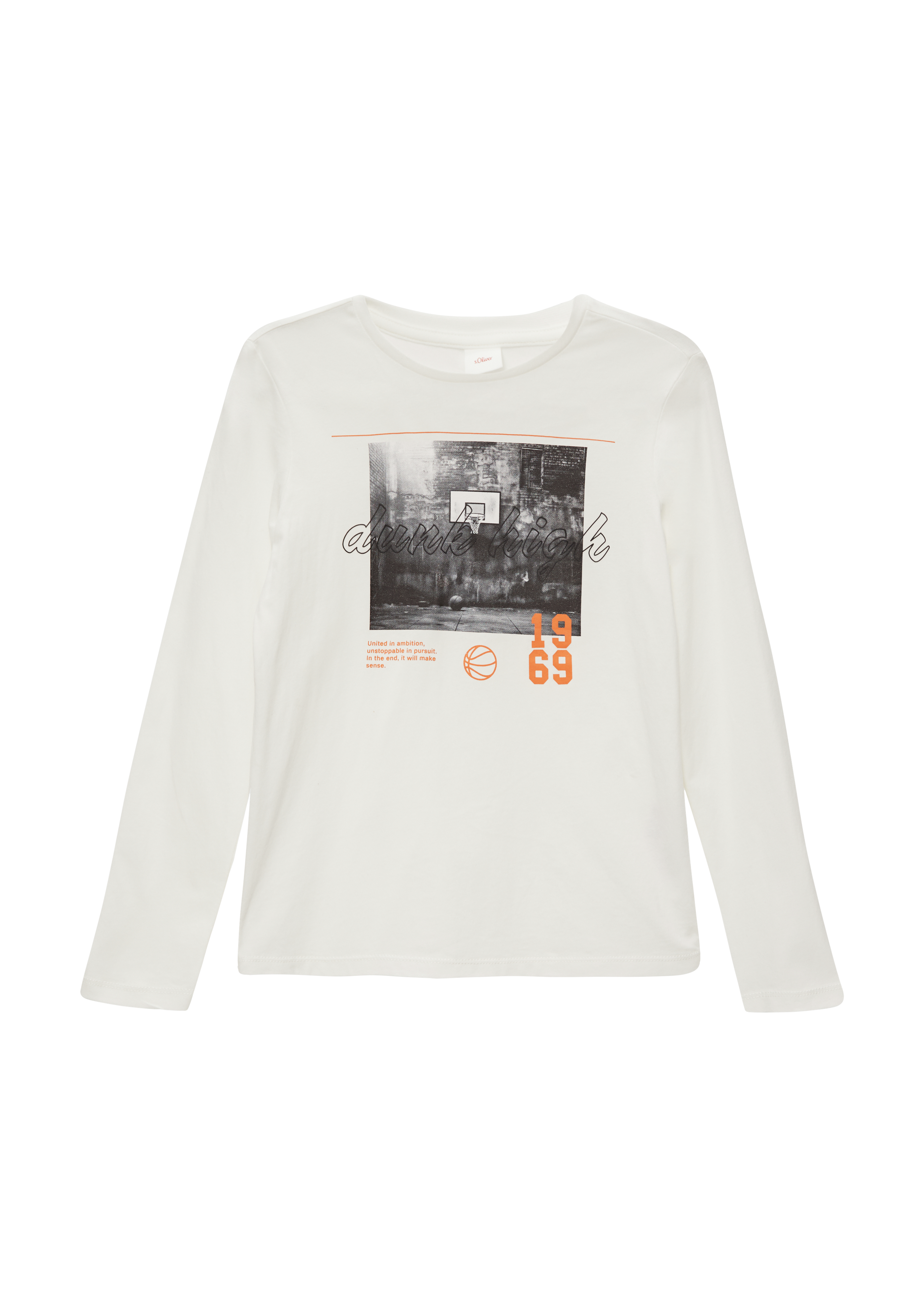 s.Oliver - Langarmshirt mit Frontprint, Jungen, creme|weiß