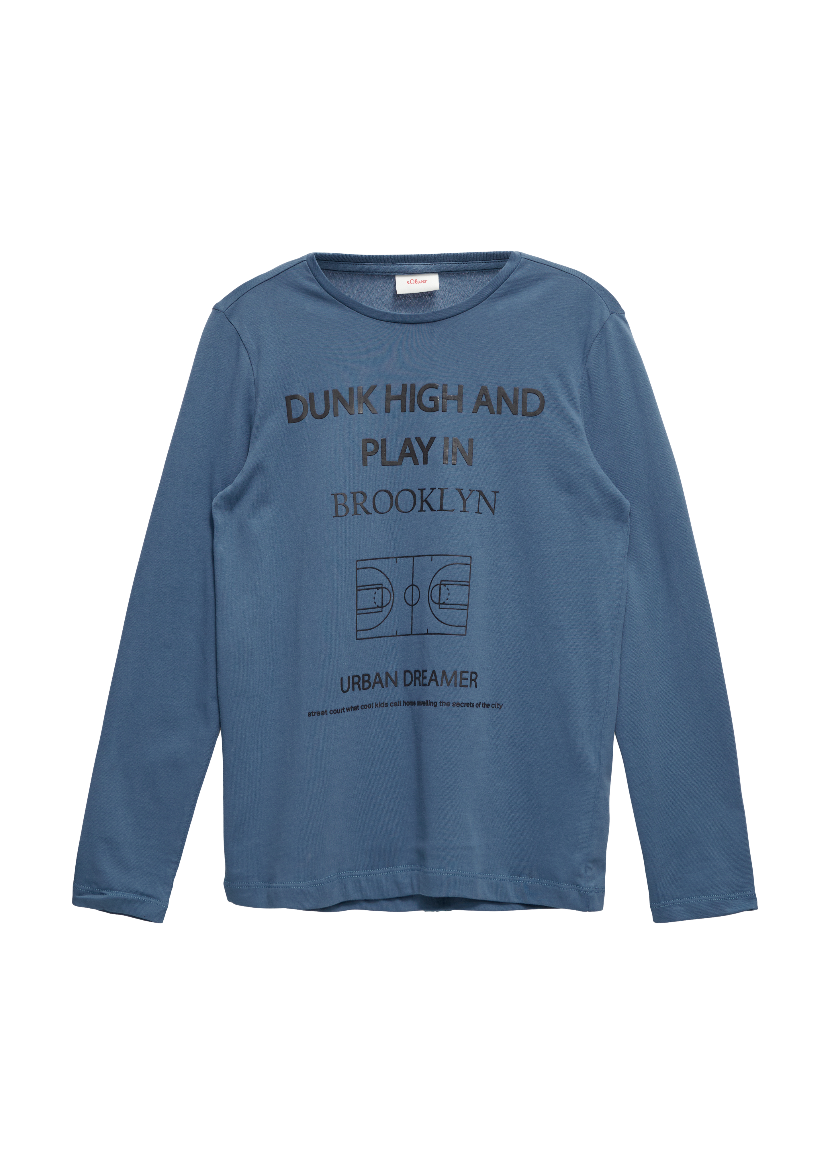 Thumbnail - s.Oliver - Langarmshirt mit gummiertem Frontprint, Jungen, blau