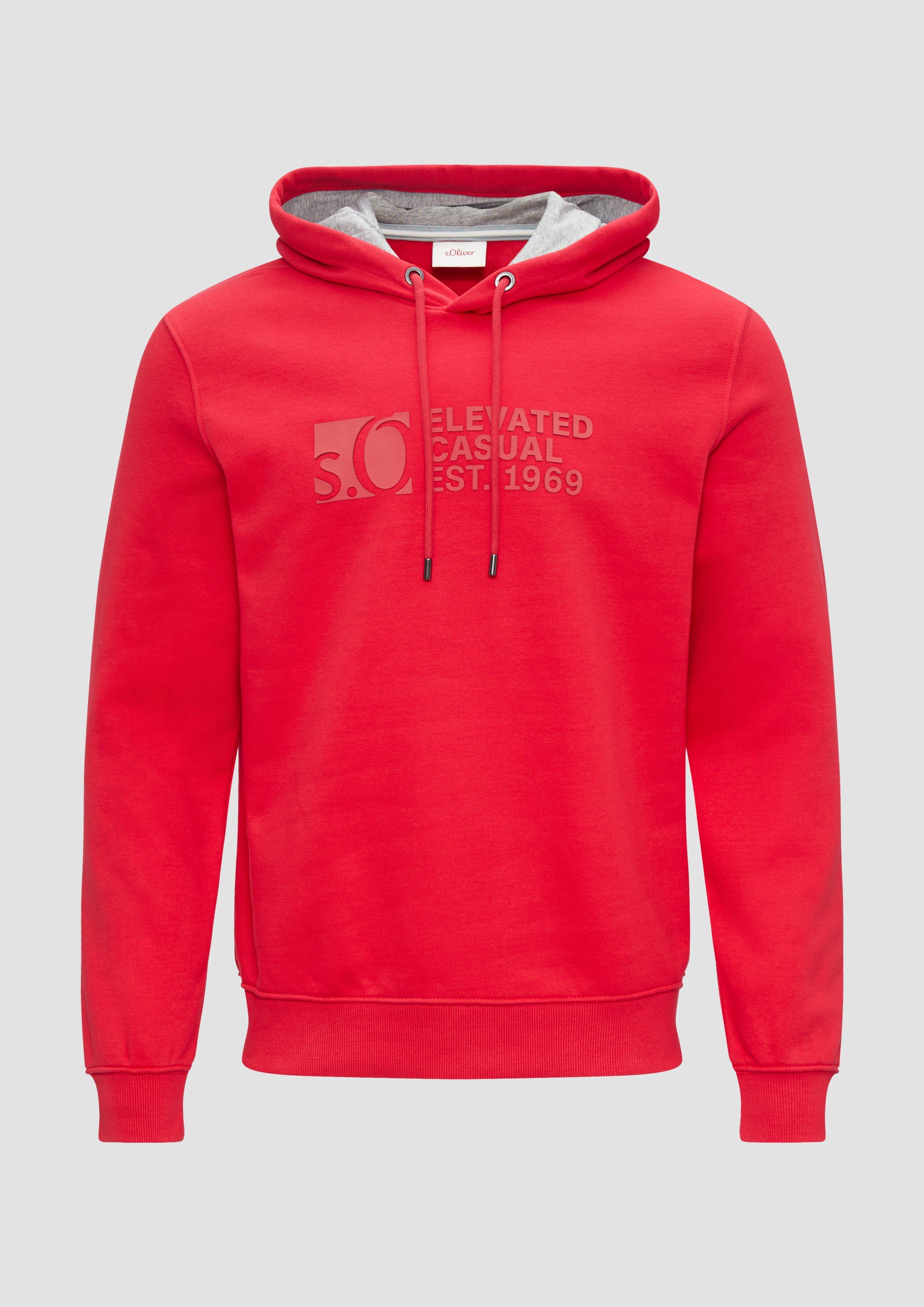 s.Oliver - Hoodie mit Logo-Print, Herren, rot