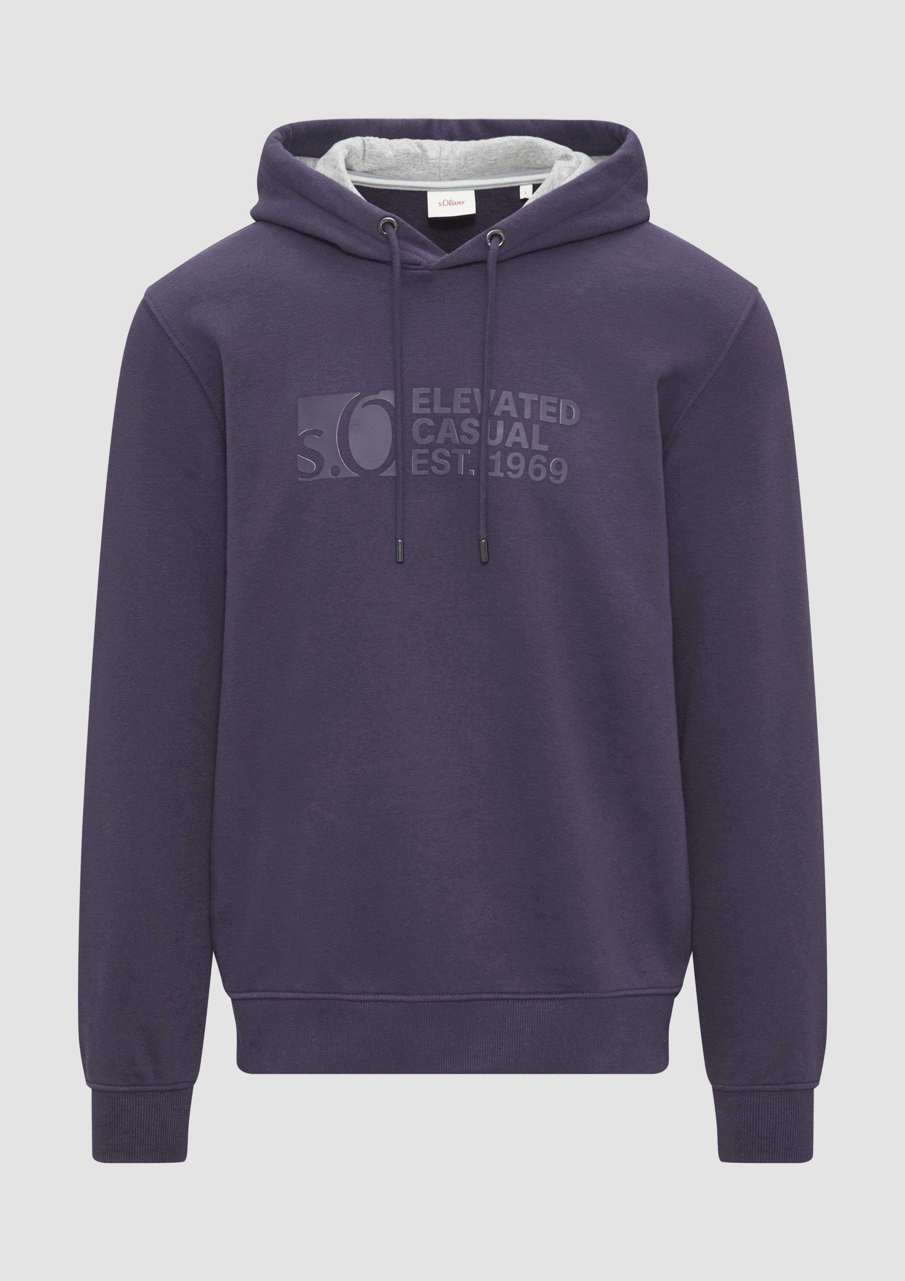 s.Oliver - Hoodie mit Logo-Print, Herren, lila