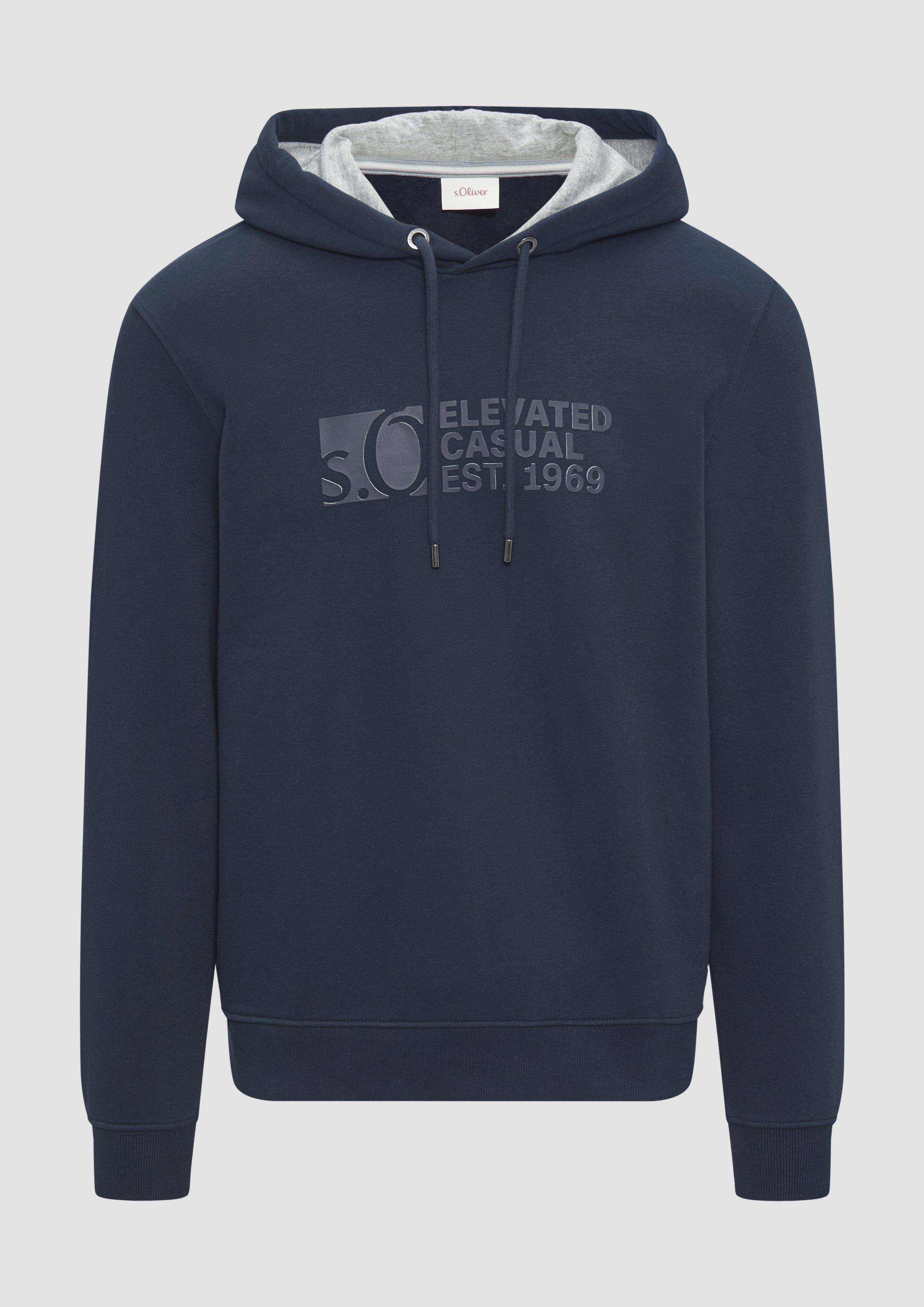 s.Oliver - Hoodie mit Logo-Print, Herren, blau