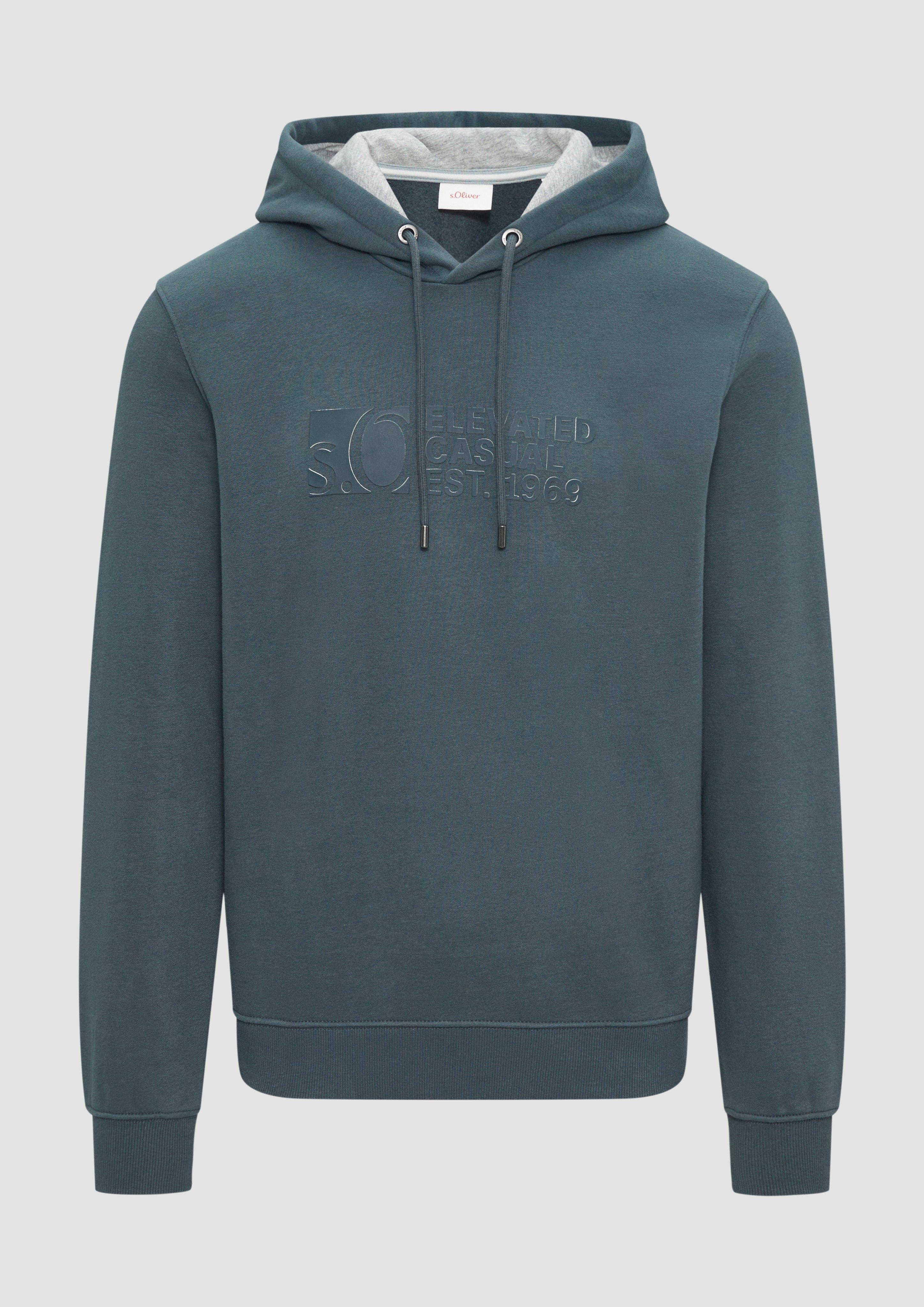 s.Oliver - Hoodie mit Logo-Print, Herren, grau